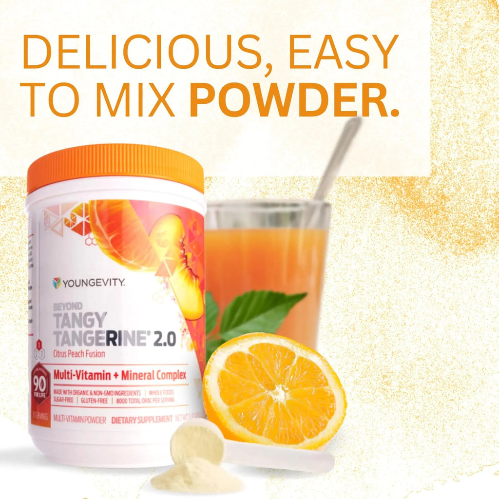 Youngevity Beyond Tangy Tangerine 2.0 Citrus Peach Ultimate Multi-Vitamin & Mineral Complex - Made with Natural & Whole Foods | 8,000 ORAC | 2 Canisters Youngevity Au supplements