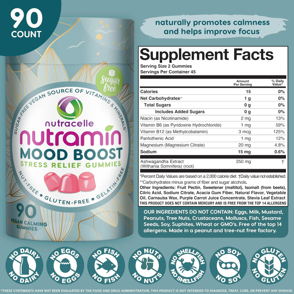 Nutracelle NUTRAMIN Mood Boost Multivitamin Gummy - Delicious & Yummy Anti-Stress Nutracelle Au supplements