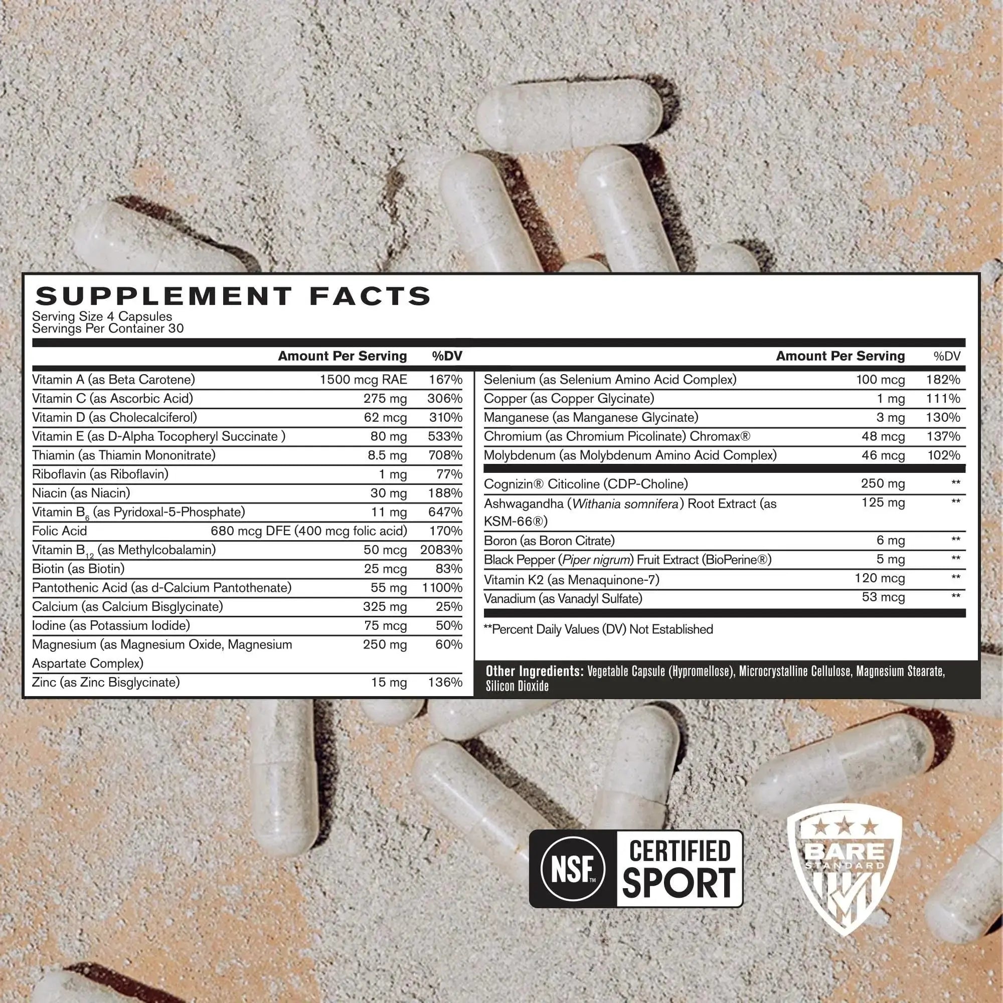BARE PERFORMANCE NUTRITION BPN Strong Multi-Vitamin 30 Day Supply + Recover Post-Workout Muscle Recovery Drink Mix BARE PERFORMANCE NUTRITION Au supplements