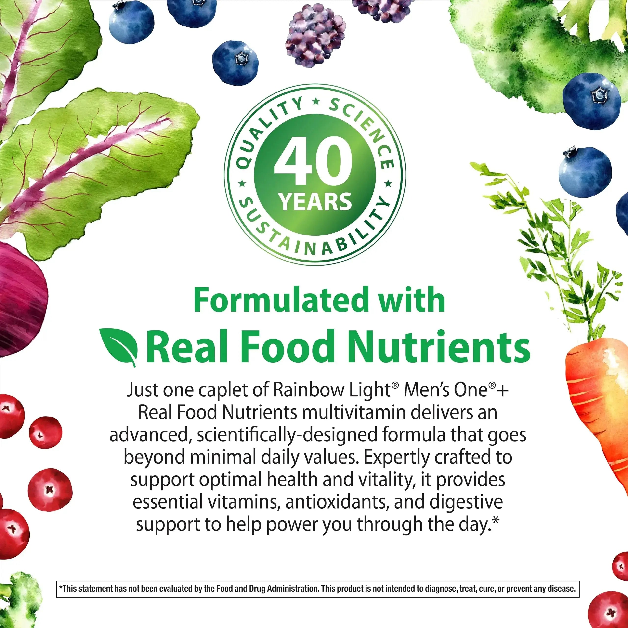 Rainbow Light Mens Multivitamin One + | 60 Caplets | Supports Energy & Antioxidant Health | with Real Food Nutrients, Digestive Enzymes & Probiotics Rainbow Light Au supplements