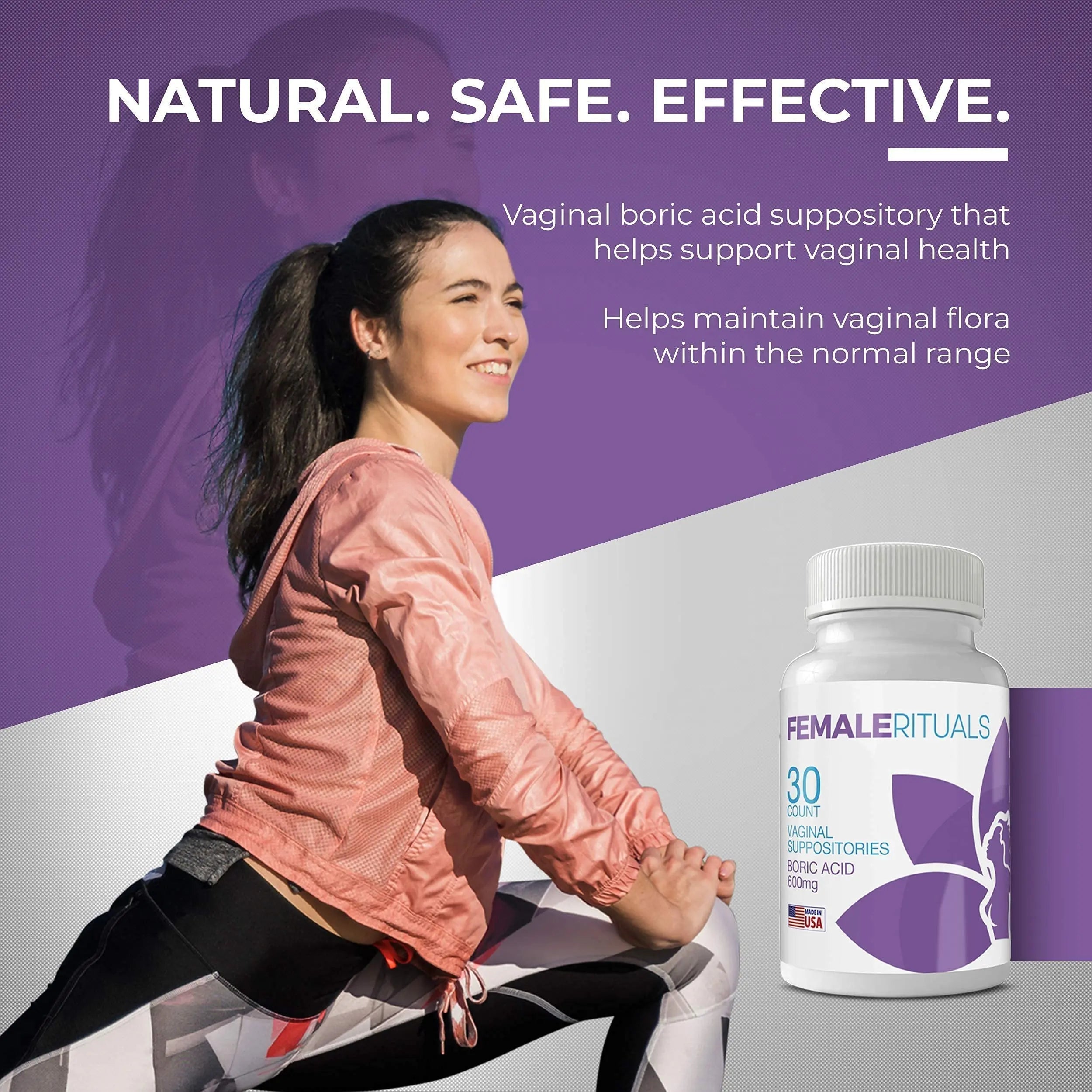 FEMALE RITUALS - Vaginal Moisturizer Boric Acid Suppositories for PH Balance - Bad Odors FEMALE RITUALS Au supplements