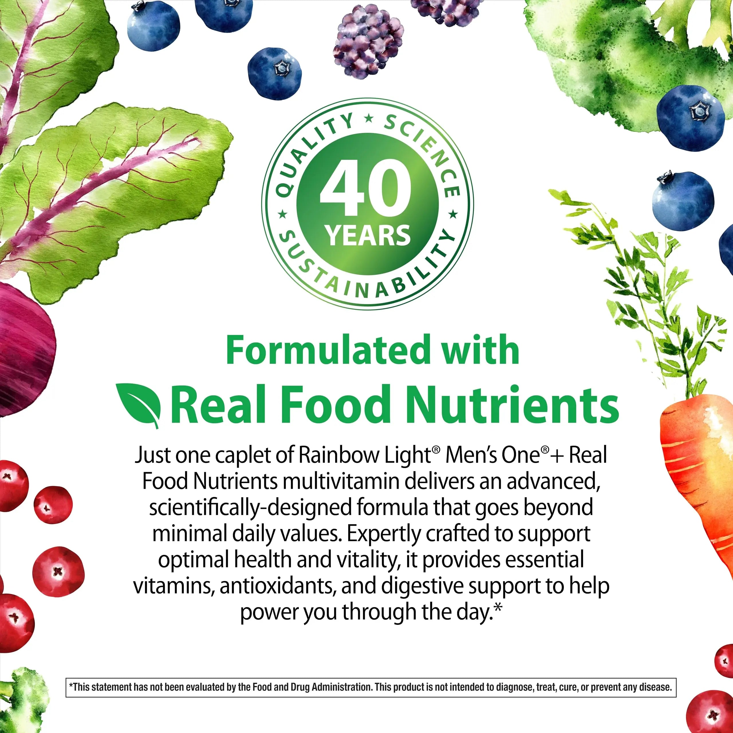 Rainbow Light Mens Multivitamin One + | 30 Caplets | Real Food Nutrients, Digestive Enzymes & Probiotics Rainbow Light Au supplements