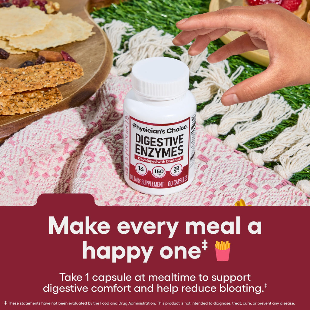 Physician's CHOICE Digestive Enzymes for Bloating & Digestion - 16 Enzymes with Organic Prebiotics & Probiotics for Gut
