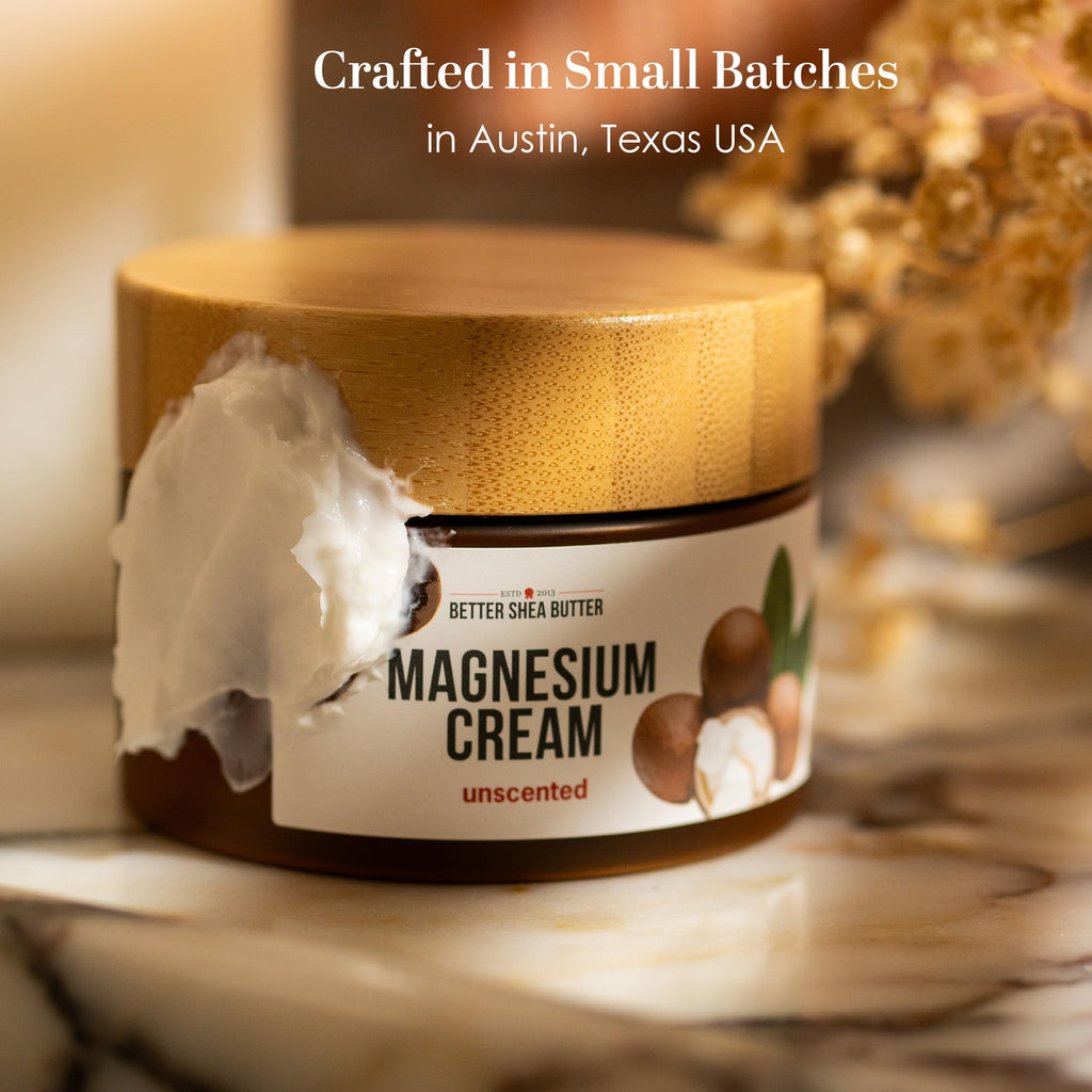 Better Shea Butter Magnesium Cream for Leg Cramps | Relieves Muscle Tension | Night Lotion Safe for Pregnancy, Kids and Babies | Organic and Natural Ingredients | Vegan, Made in USA | (Unscented) Better Shea Butter Au supplements
