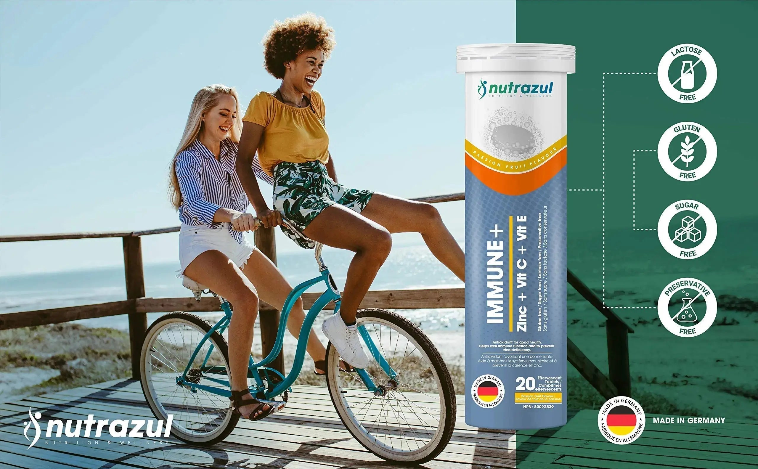 nutrazul Immune+ Effervescent Tablets | Vitamin C and Zinc with Vitamin E | 20 Tablets | Immune Support for Adults & Kids nutrazul Au supplements