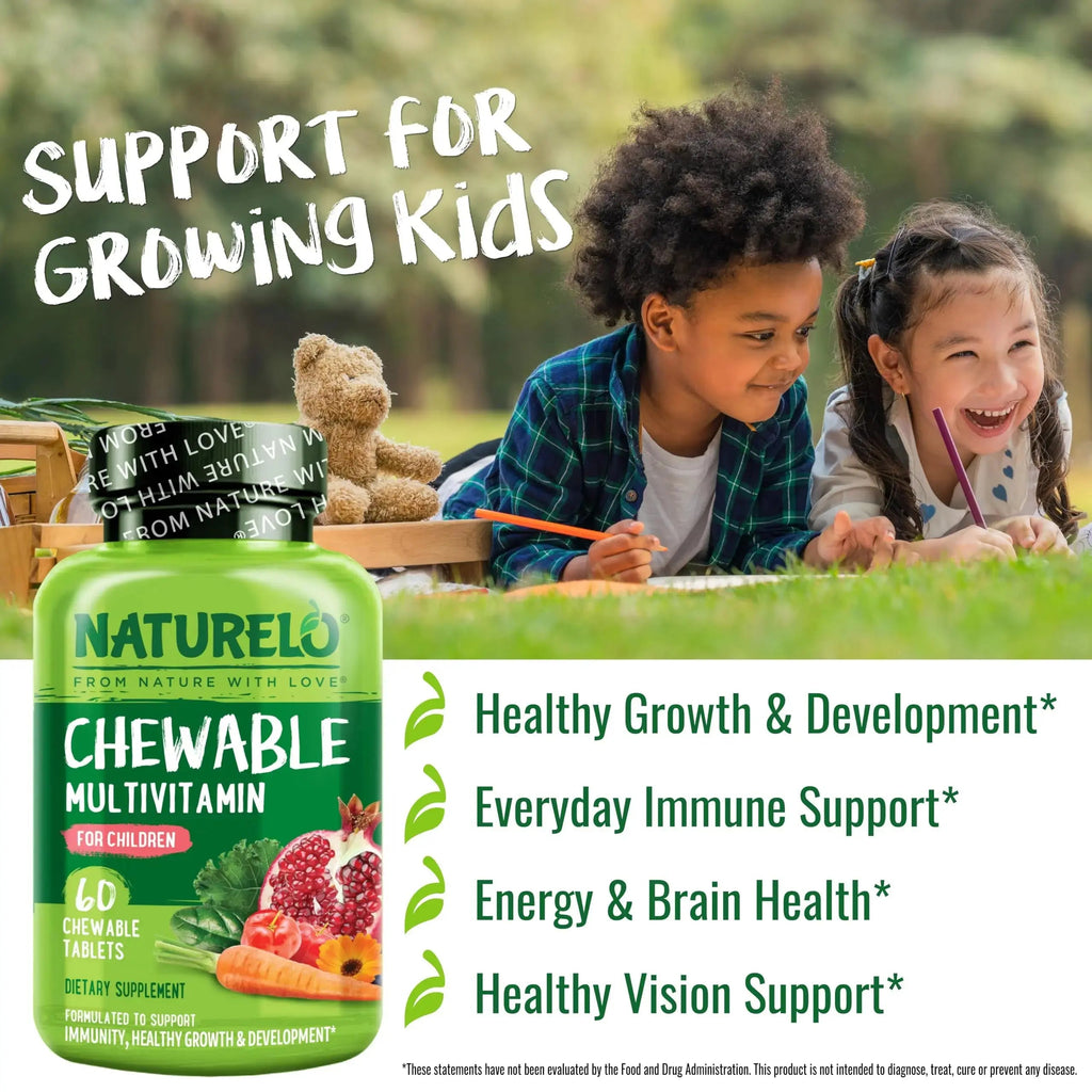 NATURELO Chewable Vitamin for Kids Multivitamin with Whole Food Organic Fruit Blend - 60 Tablets for Children NATURELO Au supplements