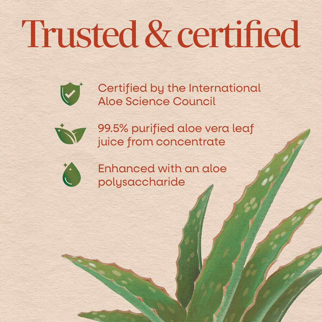 Nature’s Way Aloe Vera Leaf Juice, Flavorless Juice 99.5% Purified from Concentrate, Certified by The International Aloe Science Council,