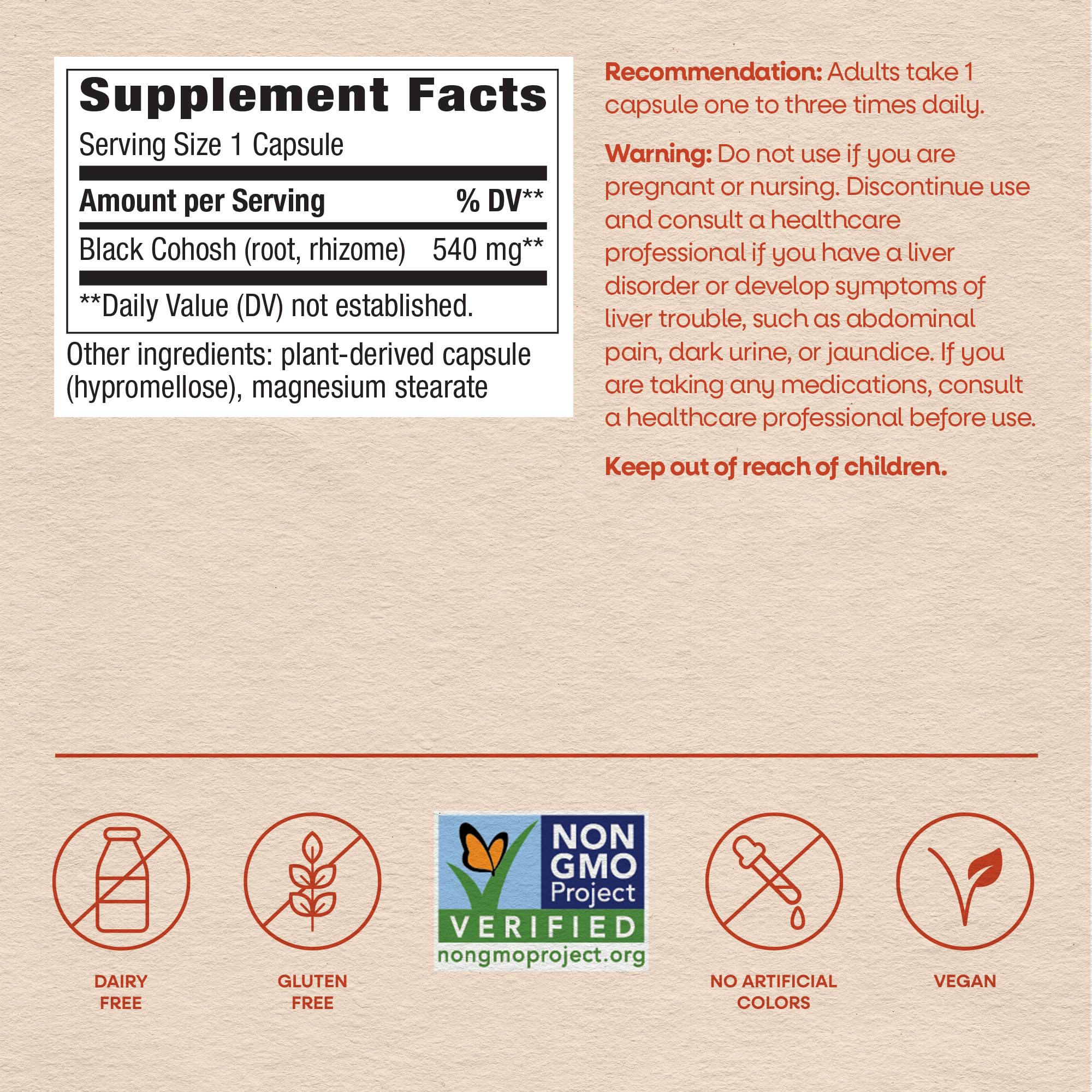 Nature’s Way Herbs Black Cohosh Root Capsules, Traditional Women’s Herbal Supplement*, Cimicifuga Racemosa Root,