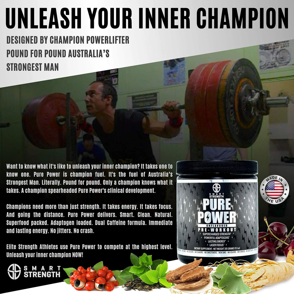 Pre Workout, Best All Natural PreWorkout Supplement. Pure Power, Healthy Pump, Clean SMART STRENGTH Au supplements