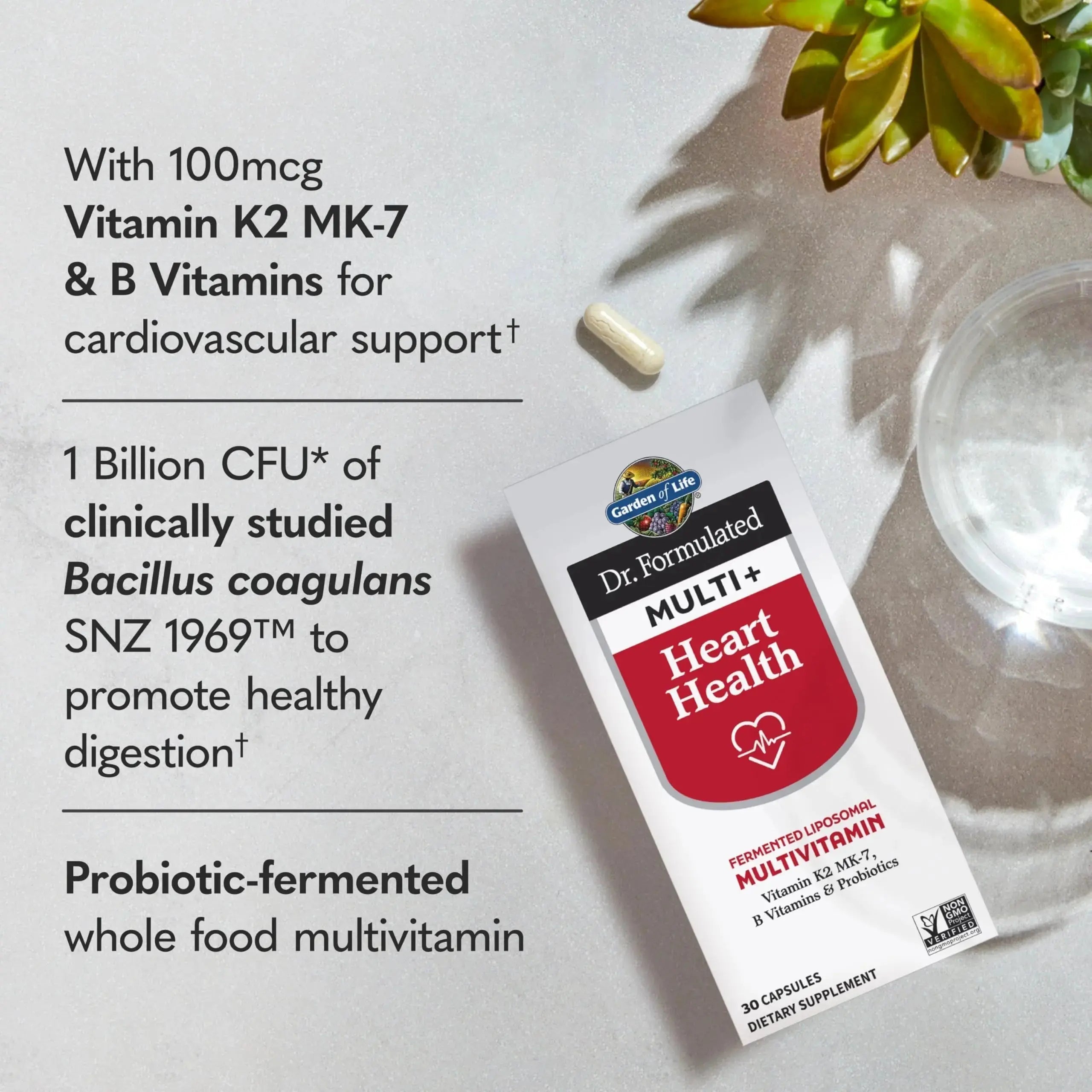 Garden of Life Dr. Formulated Multi+ Heart Health - Fermented Liposomal Multivitamin + Vitamin K2 MK-7, B Vitamins & Probiotics Garden of Life Au supplements
