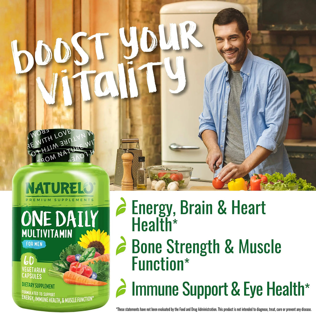 NATURELO Mens Multivitamins - One Daily Multivitamin for Men with Vitamins, Minerals & Organic Whole Foods, Boost Energy & Health, NATURELO Au supplements