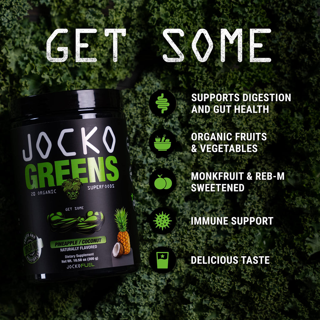 Jocko Fuel Daily Greens Powder - Premium Organic Greens Superfood Powder for Gut Health, Digestion, Bloating, Immune Support with Spirulina, Chlorella,
