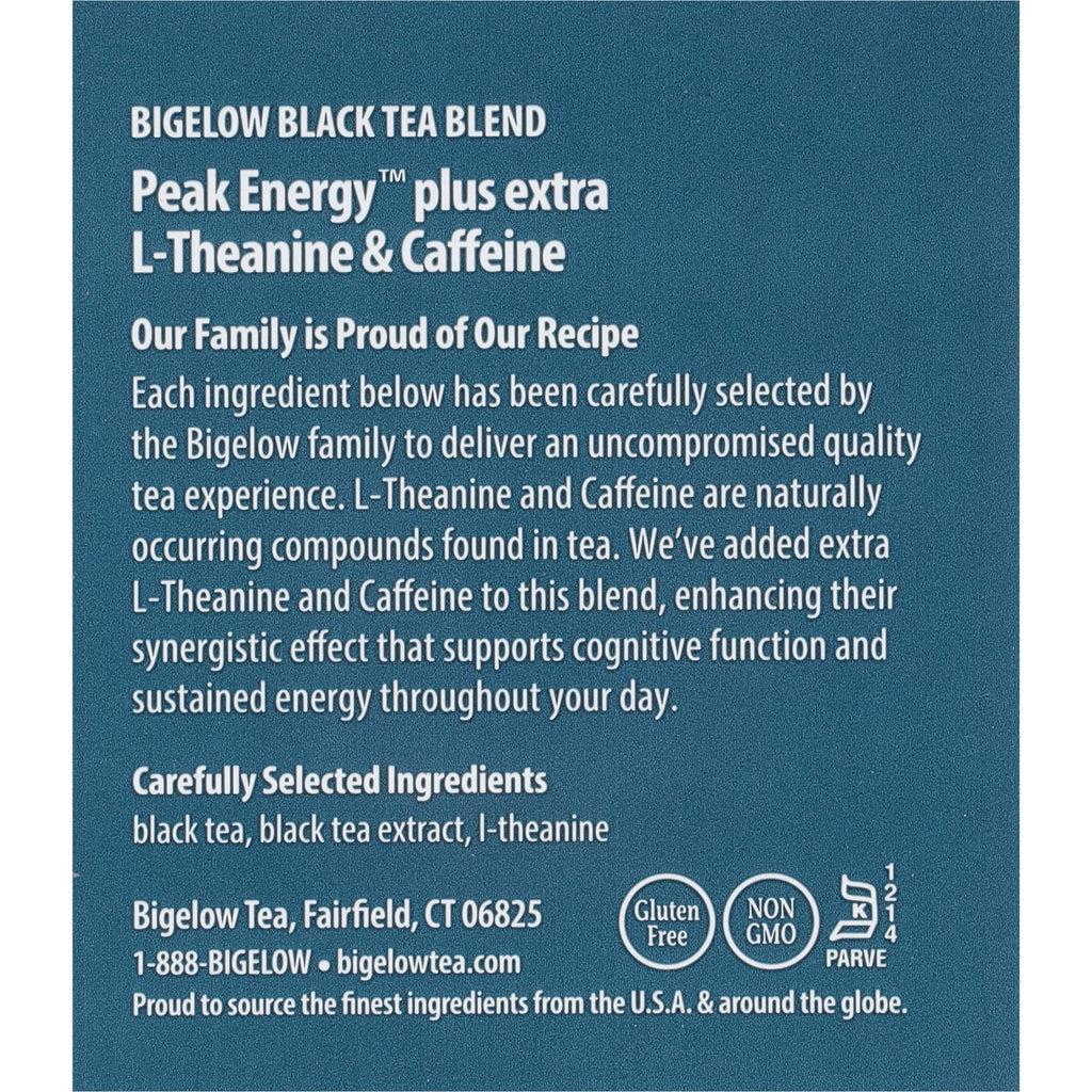 Bigelow Tea Peak Energy plus extra L-Theanine & Caffeine, 18 Count (Pack of 6), 108 Total Tea Bags Bigelow Tea Au supplements