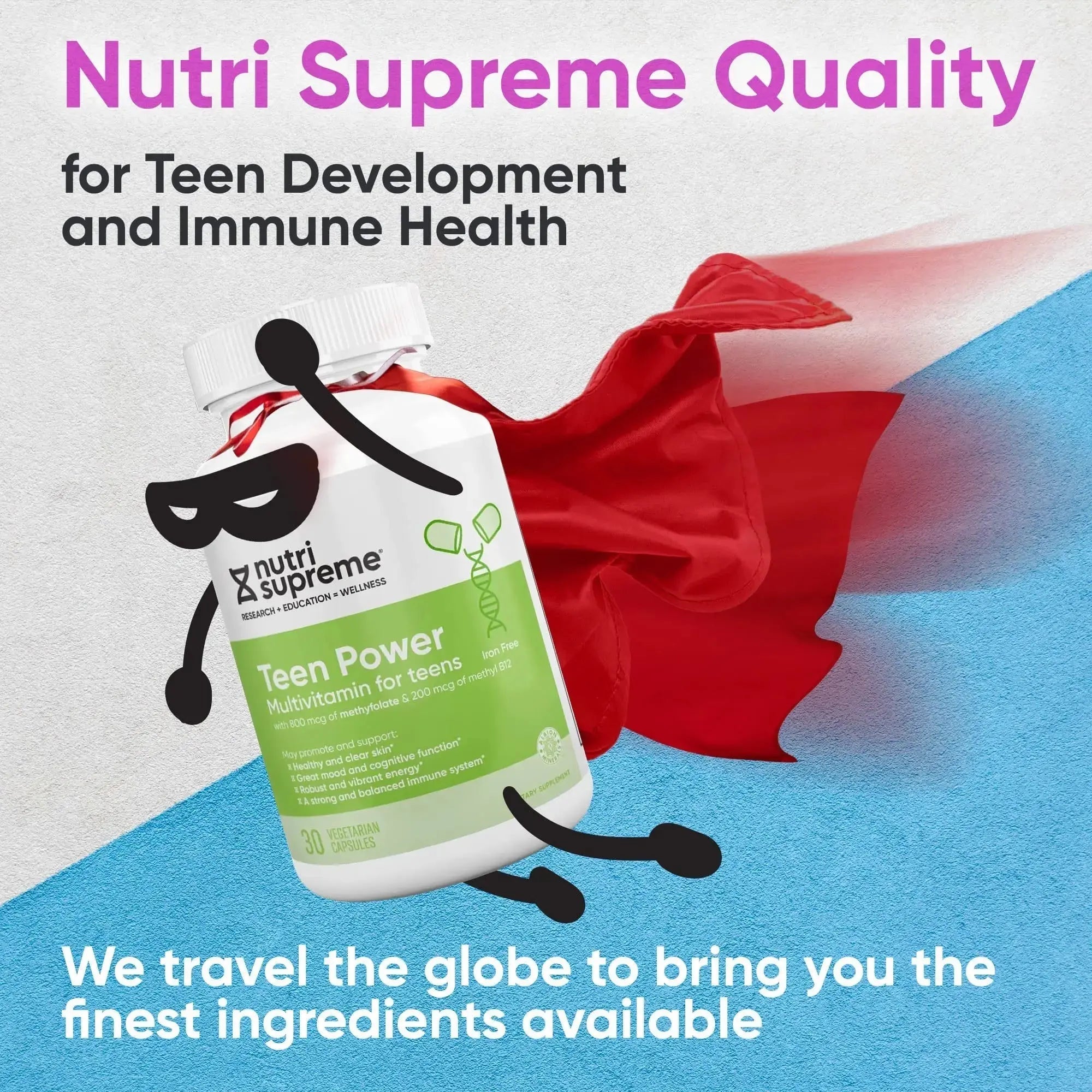 Nutri Supreme Teen Multivitamin for Boys and Girls 12-17, Best Kosher One Per Day Teen Vitamins, Formulated for Teen Development NUTRI-SUPREME RESEARCH Au supplements