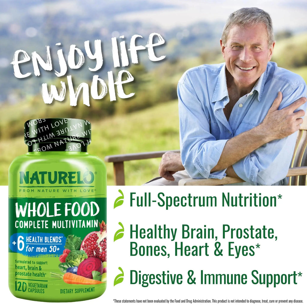 NATURELO Whole Food Multivitamin for Men 50+ - with Vitamins, Minerals, Organic Herbal Extracts - Vegan Vegetarian NATURELO Au supplements