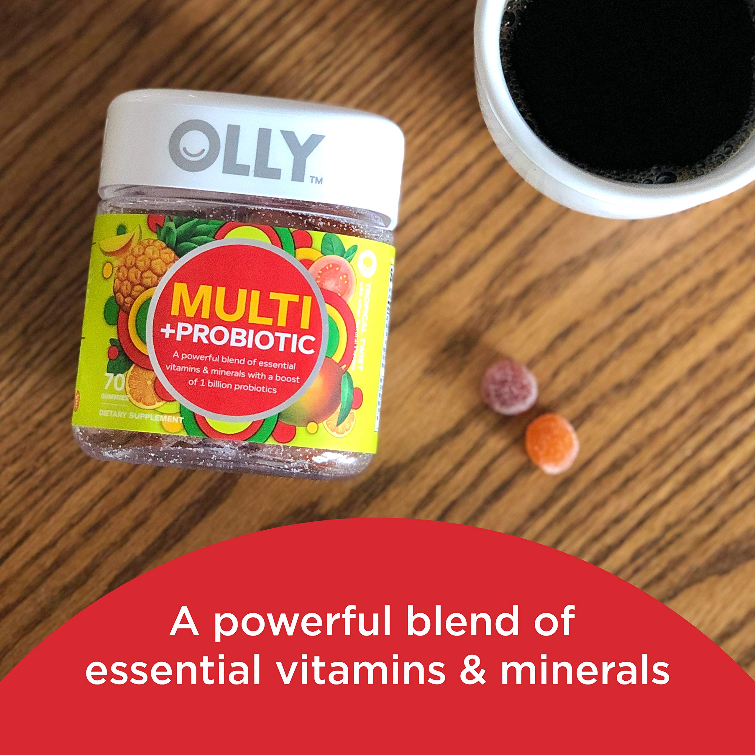 OLLY Multi + Probiotic Adult Multivitamin Gummy, 1 Billion CFUs, Digestive and Immune Support Chewable Supplement, Tropical Twist, 35 Day Supply - 70 Count OLLY Au supplements