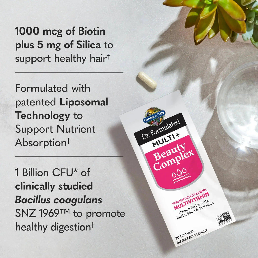 Garden of Life Dr Formulated Multi+ Beauty Complex Fermented Liposomal Multivitamin Plus Hair Skin and Nails Vitamins, French Melon SOD Garden of Life Au supplements
