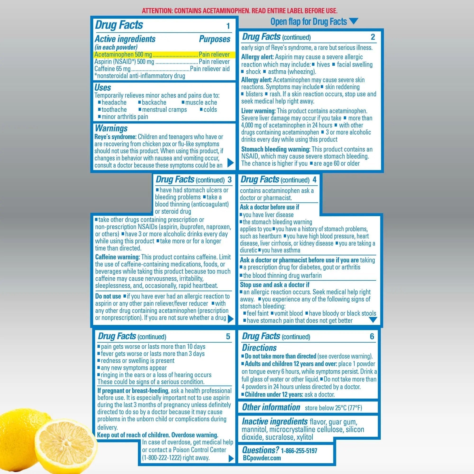 BC Max Strength Headache Relief Powder, Triple-Action Formula with Acetaminophen, Aspirin & Caffeine Eases Aches & Pains, Lemonade Flavor, 16 Count BC Au supplements