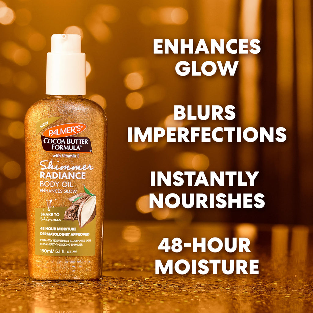 Palmer's Cocoa Butter Formula Shimmer Body Oil with Vitamin E, 5.1 Fl Oz, Radiance Body Oil for Glowing Skin