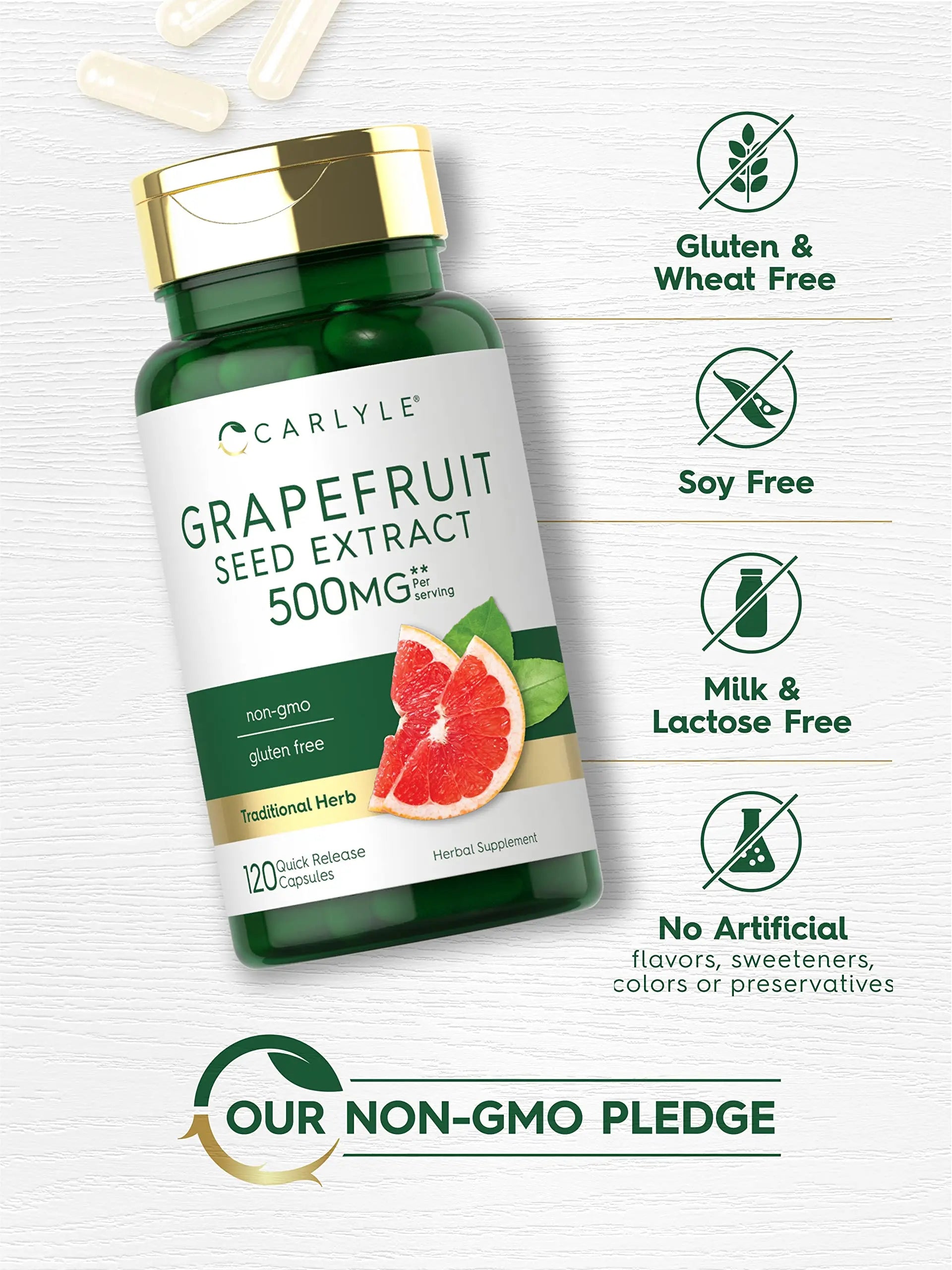 Carlyle Grapefruit Seed Extract | 500 mg 120 Capsules | Maximum Strength | Non-GMO Carlyle Au supplements