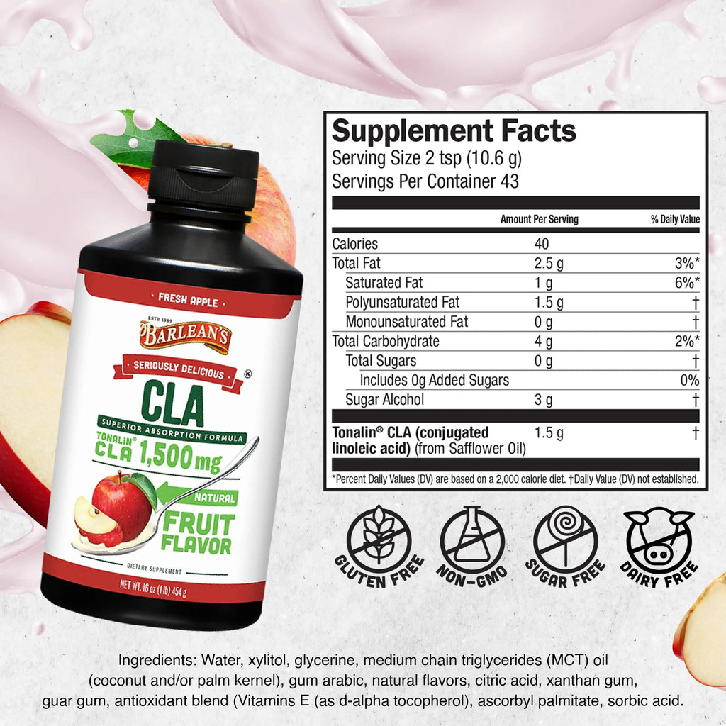 Barlean's Fresh Apple with 1,500 mg of Tonalin CLA - Gluten-Free, Vegan, Kosher Barlean's Au supplements
