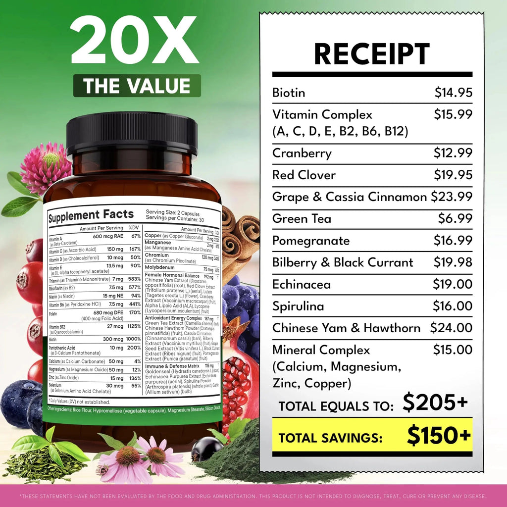 NEW AGE Multivitamin for Women - B-Complex, Whole Foods, Hair Support, Iron - All in1 Womens Multivitamin NEW AGE Au supplements
