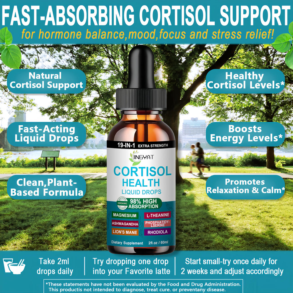 Cortisol Supplements for Women,19-in-1 Cortisol Supplement Liquid Drops w/Magnesium,L-Theanine,Ashwagandha,Omega-3, High Absorption Hormone Balanced for Women Drops - Sleep Focus Mood, Non-GMO JINGYAT Au supplements