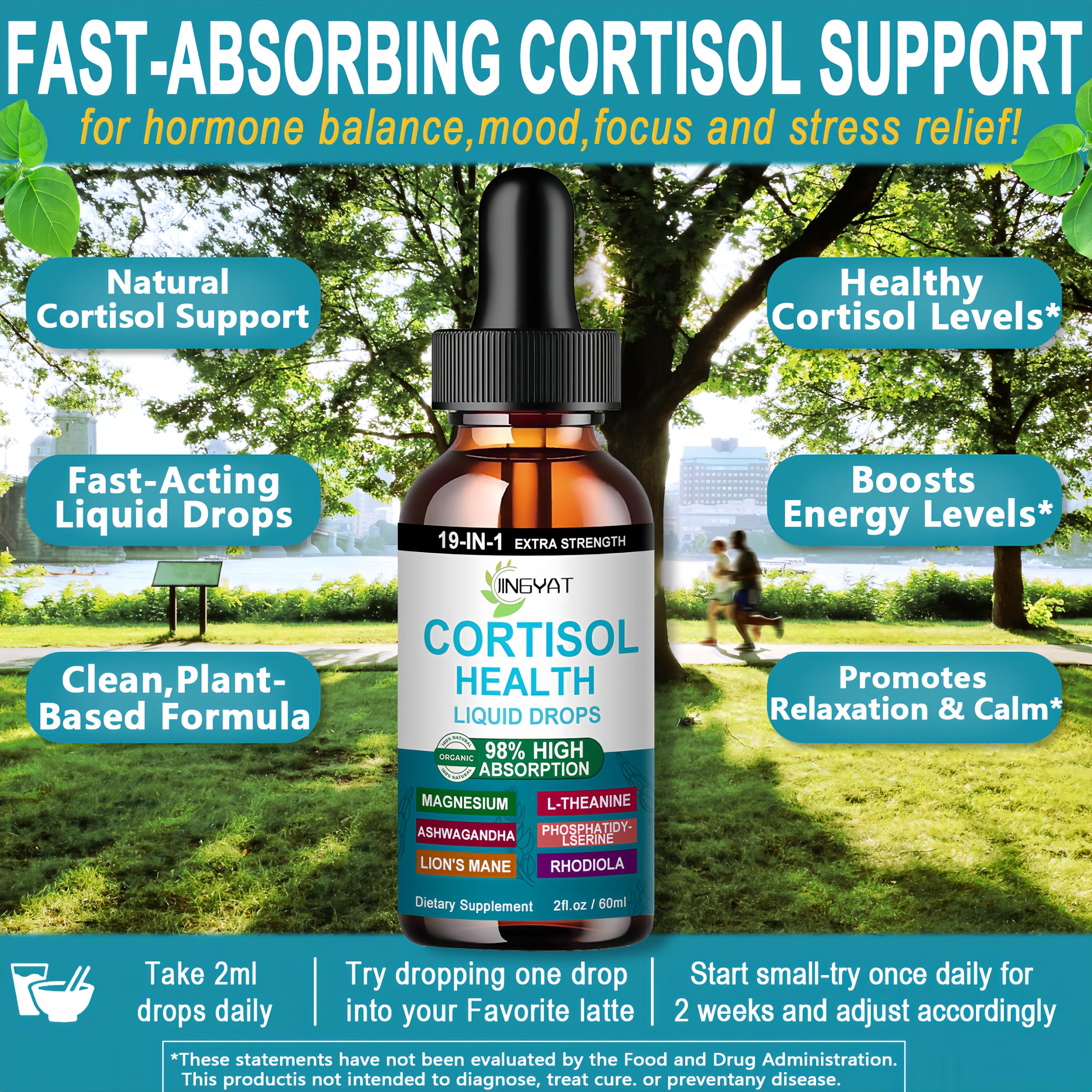 Cortisol Supplements for Women,19-in-1 Cortisol Supplement Liquid Drops w/Magnesium,L-Theanine,Ashwagandha,Omega-3, High Absorption Hormone Balanced for Women Drops - Sleep Focus Mood, Non-GMO JINGYAT Au supplements