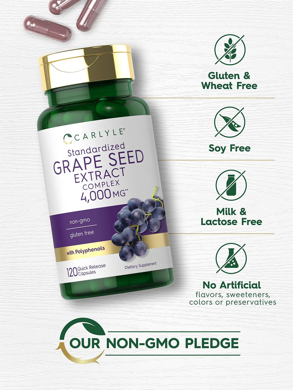 Carlyle Grape Seed Extract 4,000mg | 120 Quick Release Capsules | Standardized Extract Carlyle Au supplements
