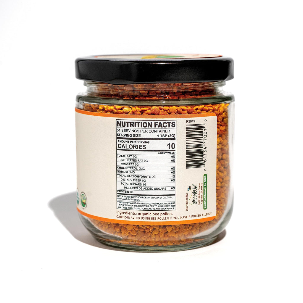 Greenbow Organic Bee Pollen - 100% USDA Certified Organic, Non-GMO, Halal, Kosher Certified, Pure & Natural Bee Pollen - Superfood Packed with Proteins