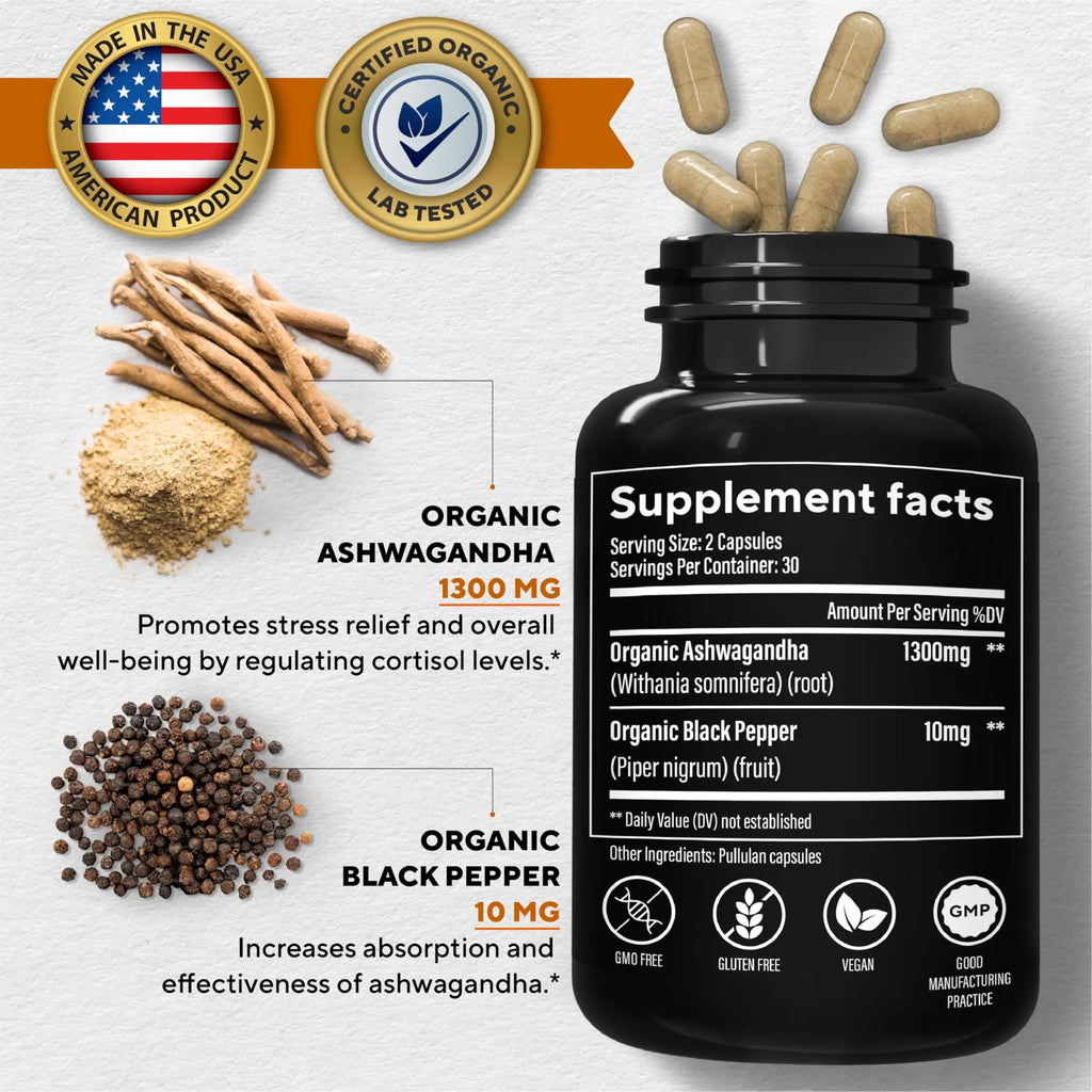 VitaUp Organic Ashwagandha Capsules 1310 mg - USA Made Ashwagandha Supplements VitaUp Au supplements