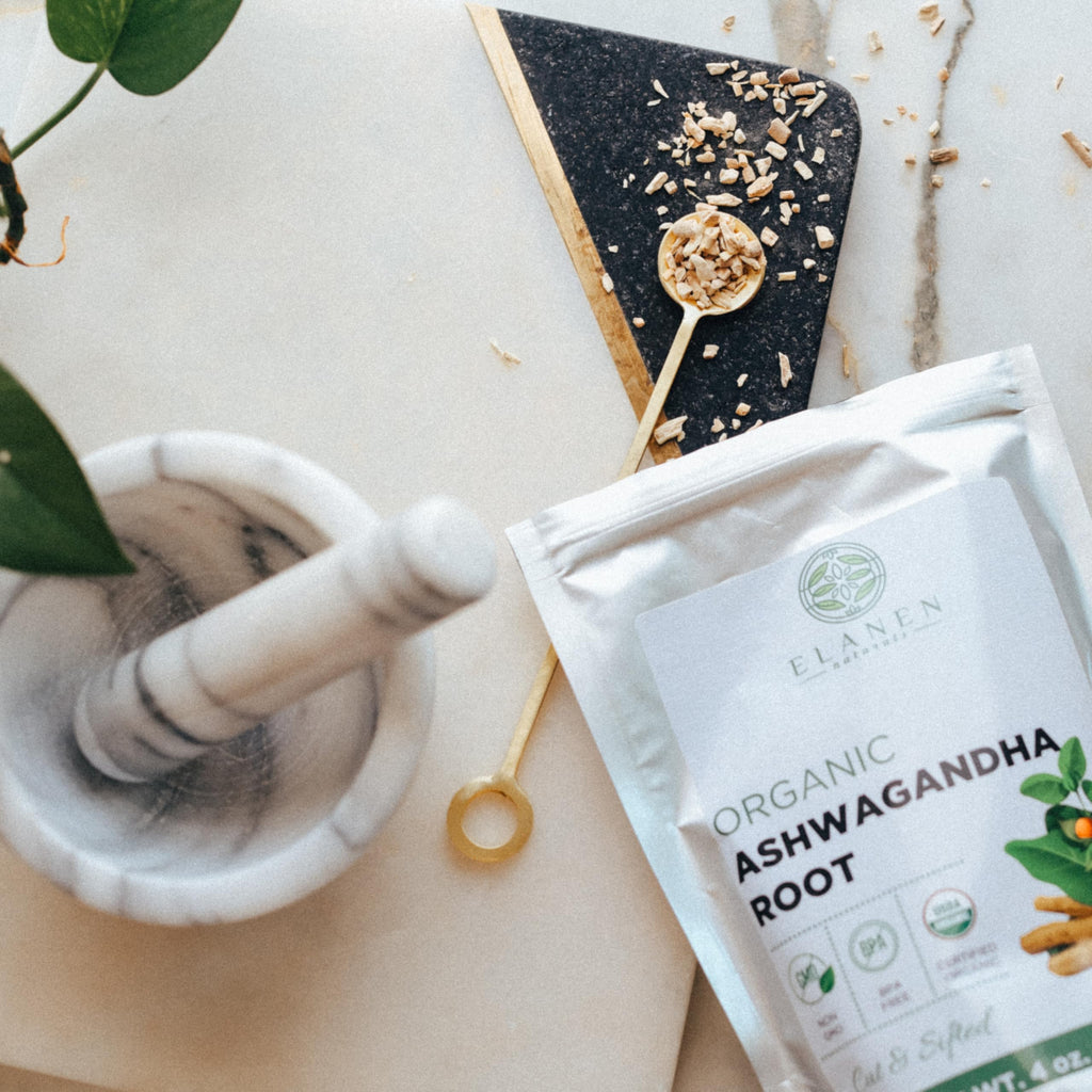 Elanen Naturals Organic Ashwagandha Root 4 oz. (113g), USDA Certified Organic Ashwagandha Root Loose Leaf Tea, Dried Withania somnifera, Cut & Sifted Elanen Naturals Au supplements