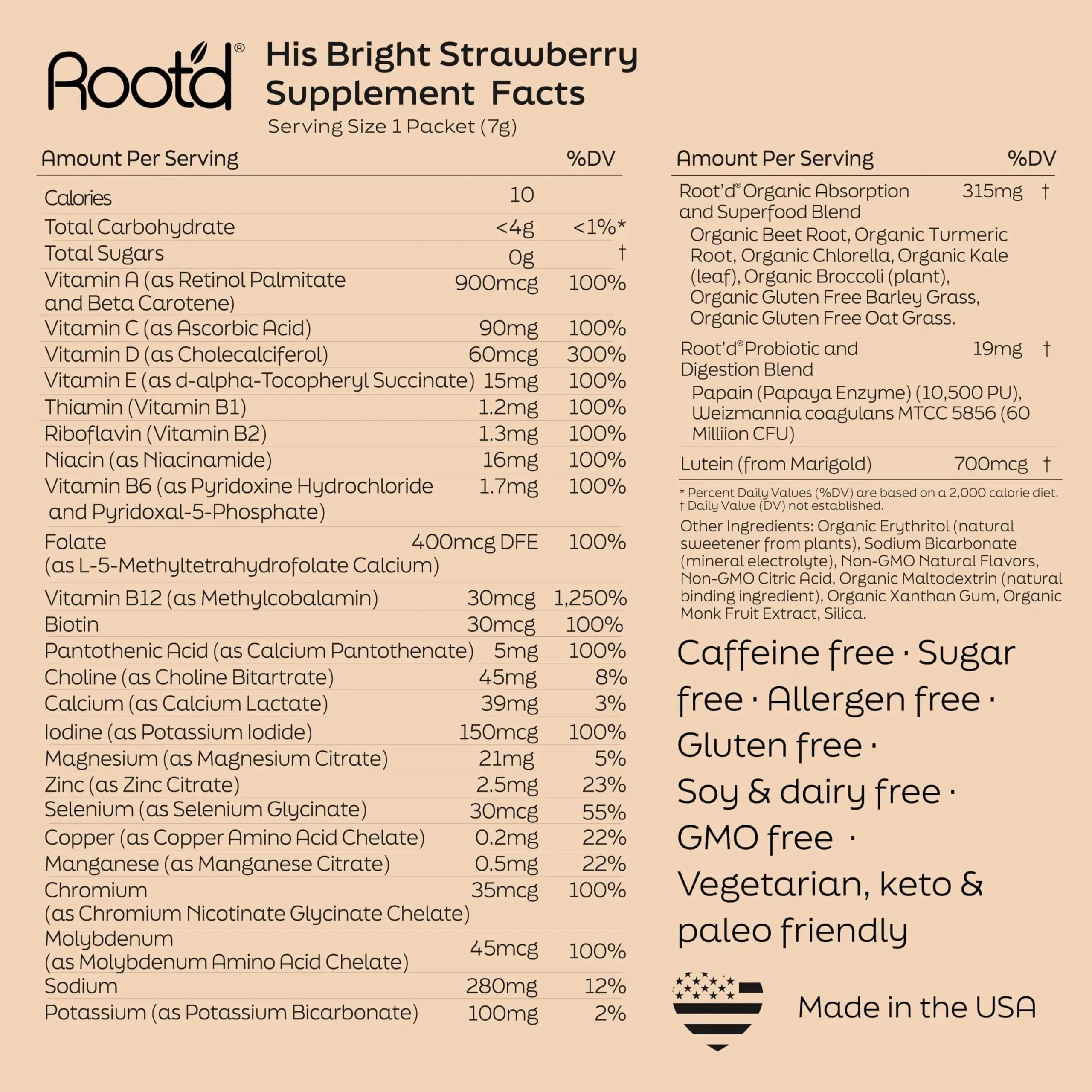Root'd Multivitamin Powder for Men - 24 Vitamins & Minerals with 3X Electrolytes, 9 Organic Superfoods, Probiotics & Enzymes Root'd Au supplements