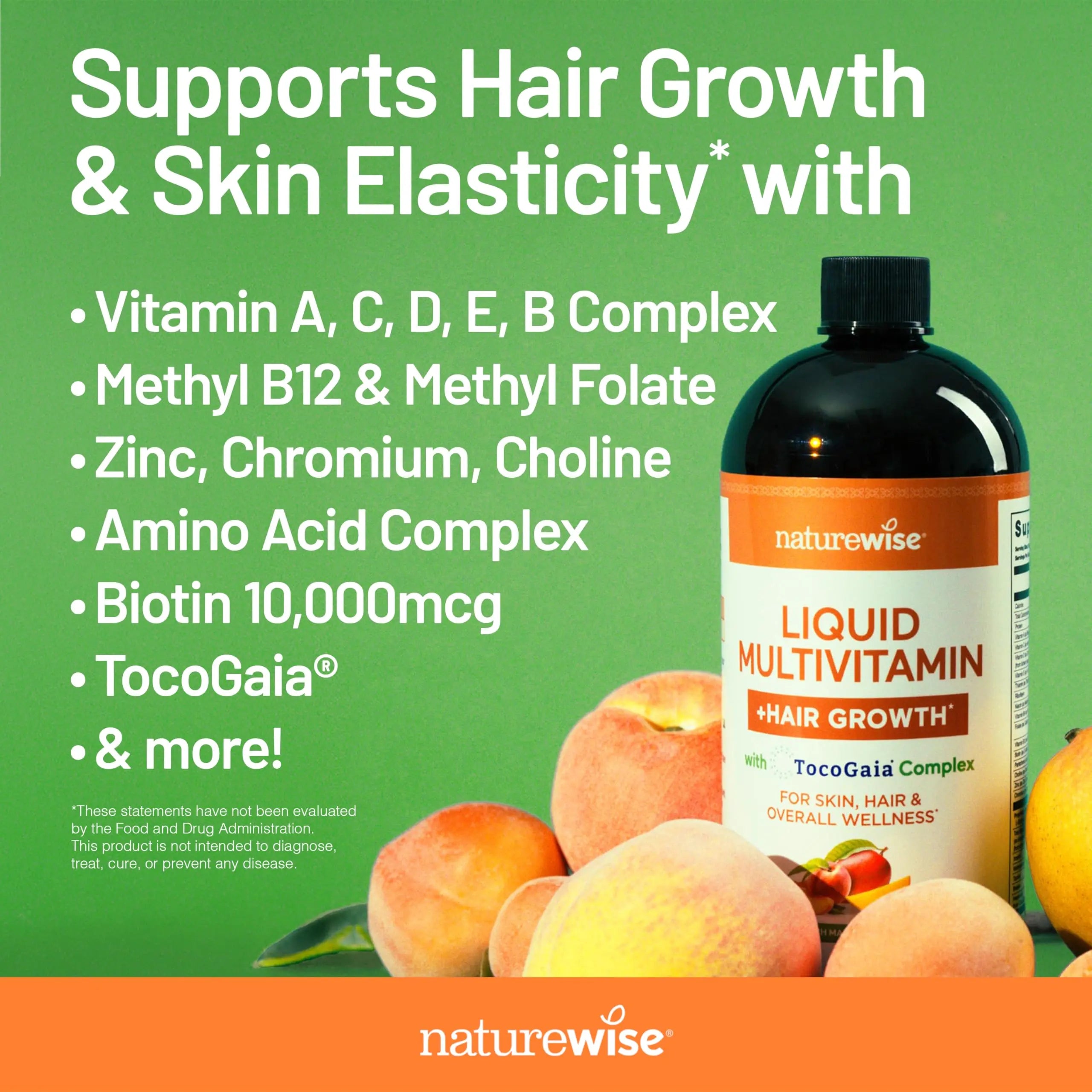 NatureWise Liquid Multivitamin Hair Growth for Women & Men + Tocogaia® for Hair Growth & Skin Elasticity Support + Biotin, Vitamin D, E, B NatureWise Au supplements