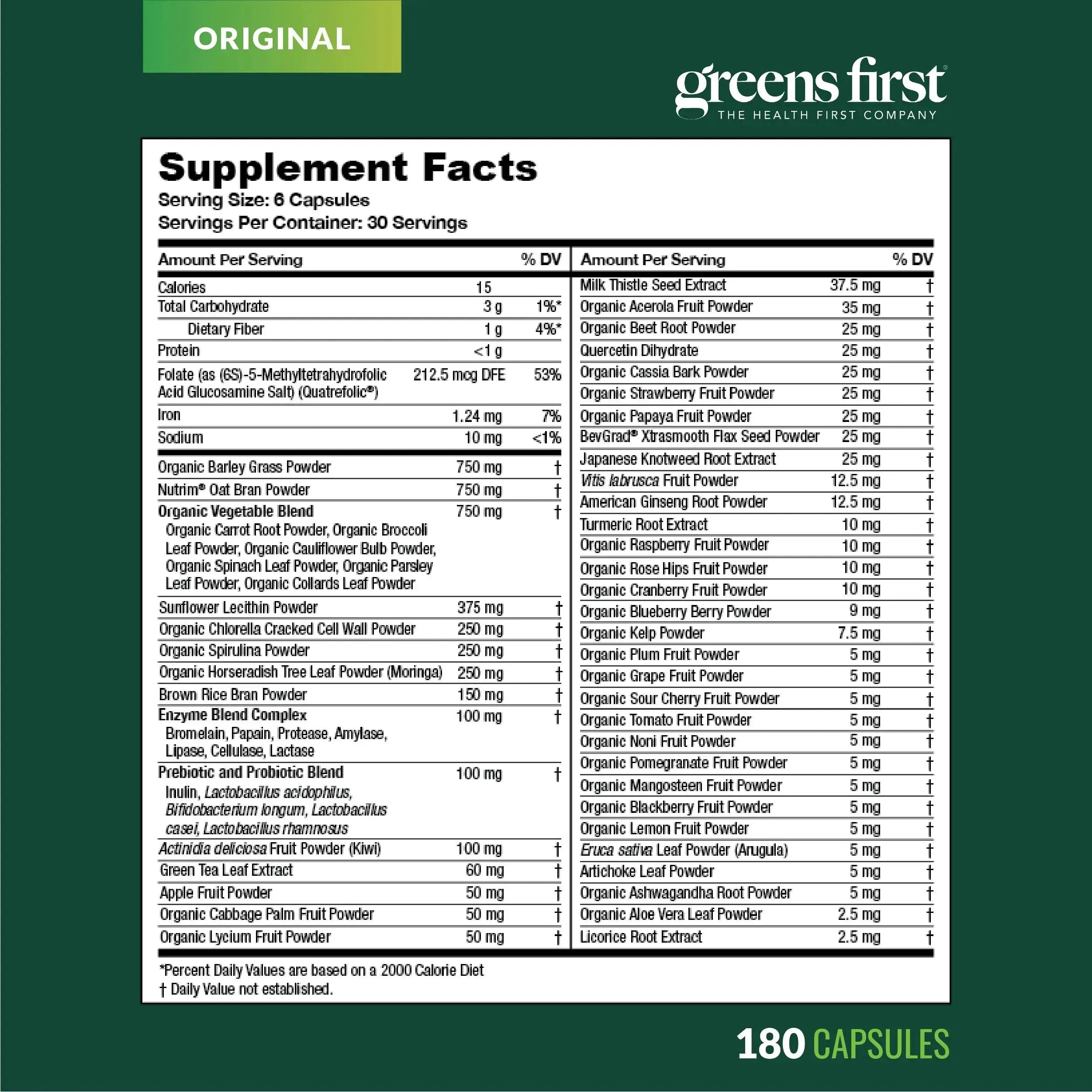 Greens First Phytonutrient Capsules - 49 Antioxidant-Rich Superfoods with Organic Fruits & Veggies, Prebiotics, Probiotics Greens First Au supplements