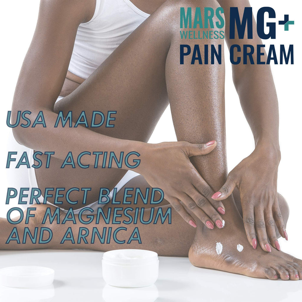 Mars Wellness MG+ Magnesium Cream Pain Relief - Extra Strength Magnesium and Arnica Cream - 4 OZ Tub - Neuropathy, Muscle Pain, and Leg Cramps Relief - 1 Pack MARS WELLNESS Au supplements