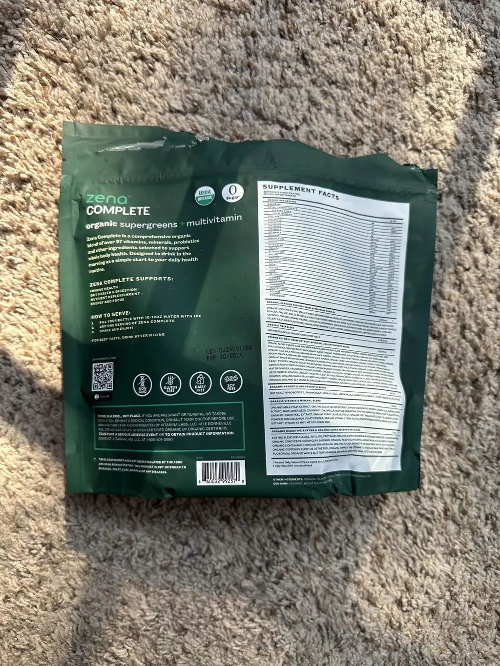 Zena Complete Organic Super Greens Powder & Multivitamin, 90+ Supergreens, Fruits, Veggies, Pre & Probiotics, Watermelon Citrus Flavor Zena Nutrition Au supplements