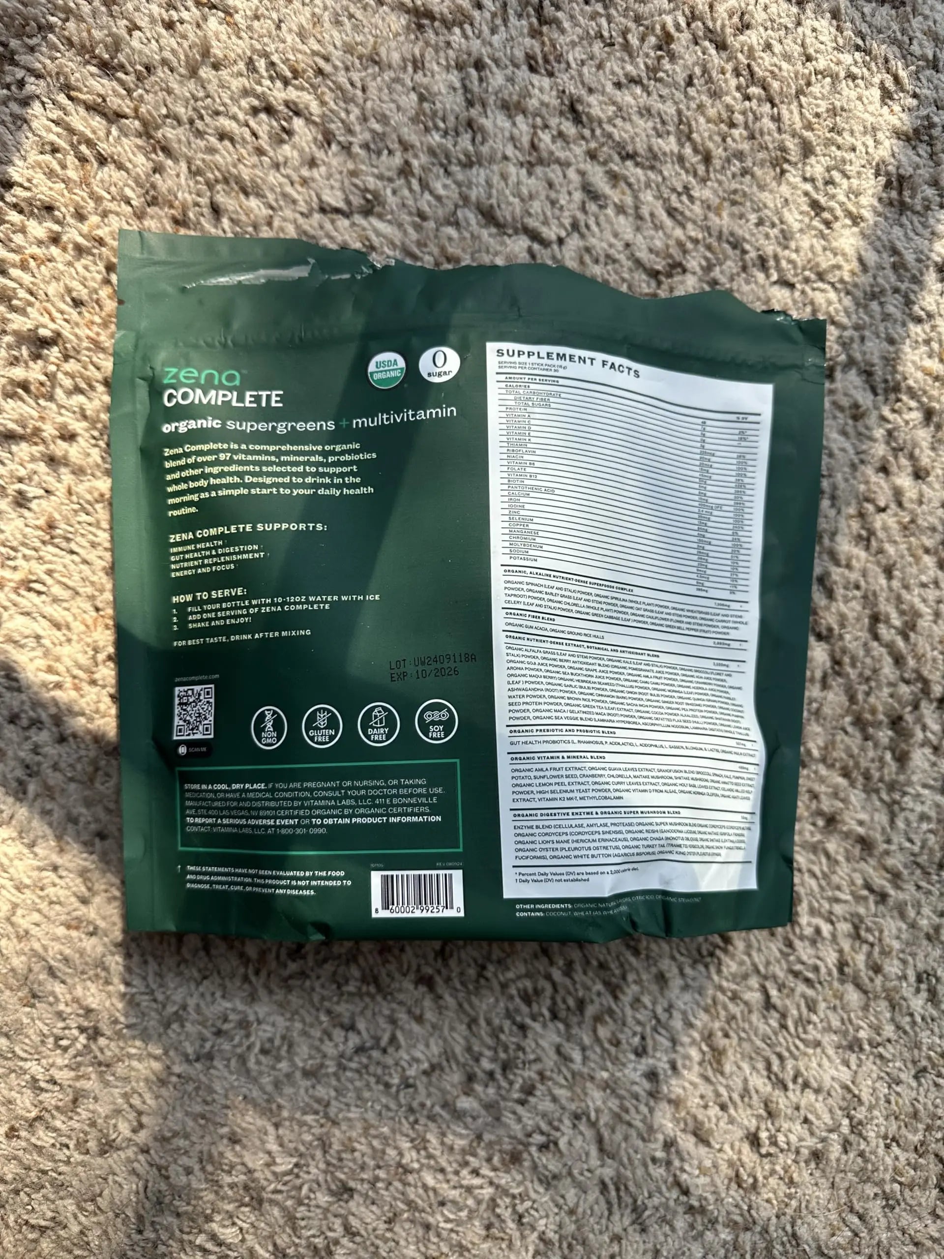 Zena Complete Organic Super Greens Powder & Multivitamin, 90+ Supergreens, Fruits, Veggies, Pre & Probiotics, Watermelon Citrus Flavor Zena Nutrition Au supplements