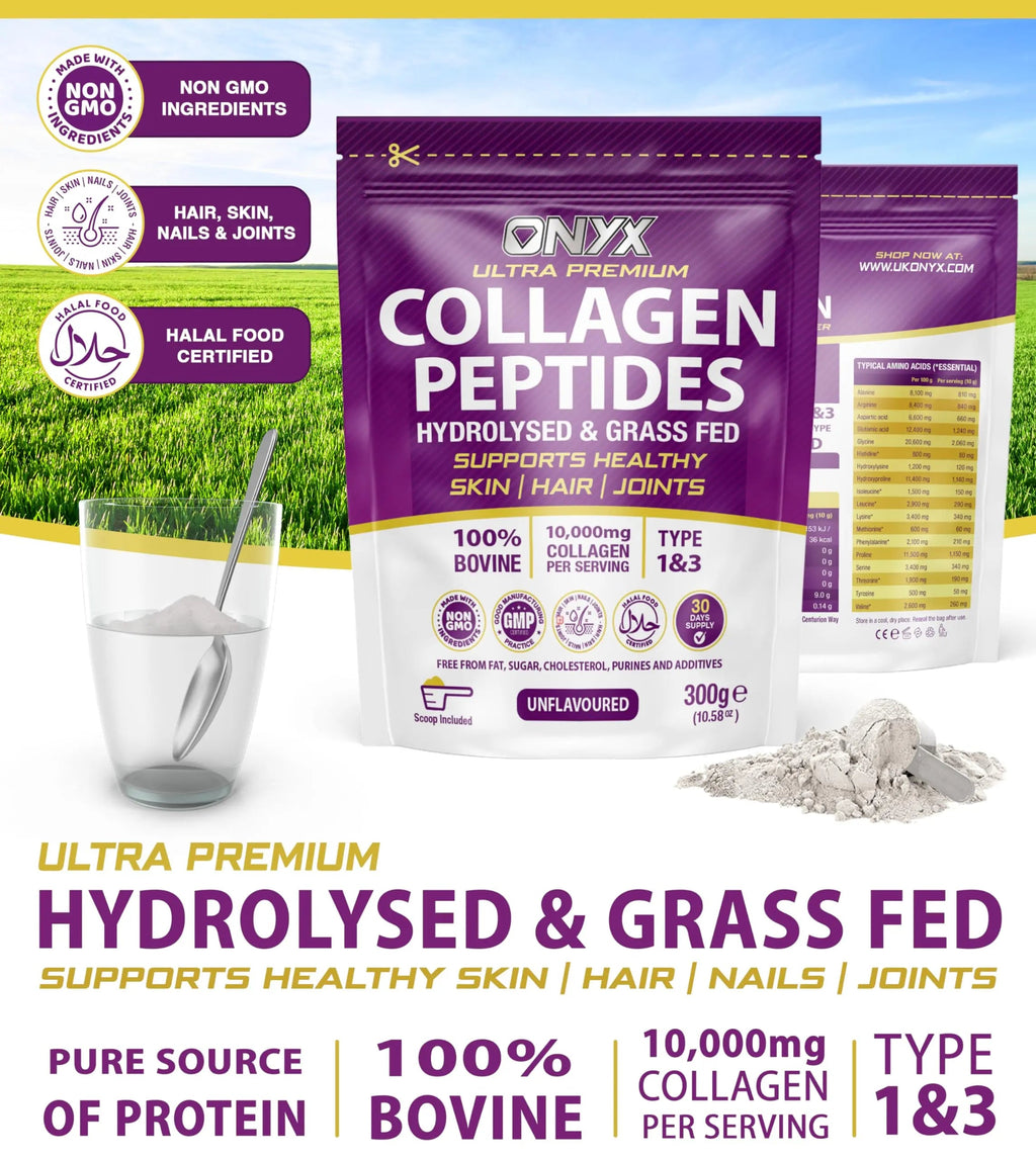 Premium Collagen Powder 300g Hydrolysed Bovine Collagen Peptides Powder ONYX INGREDIENTS 101 Au supplements