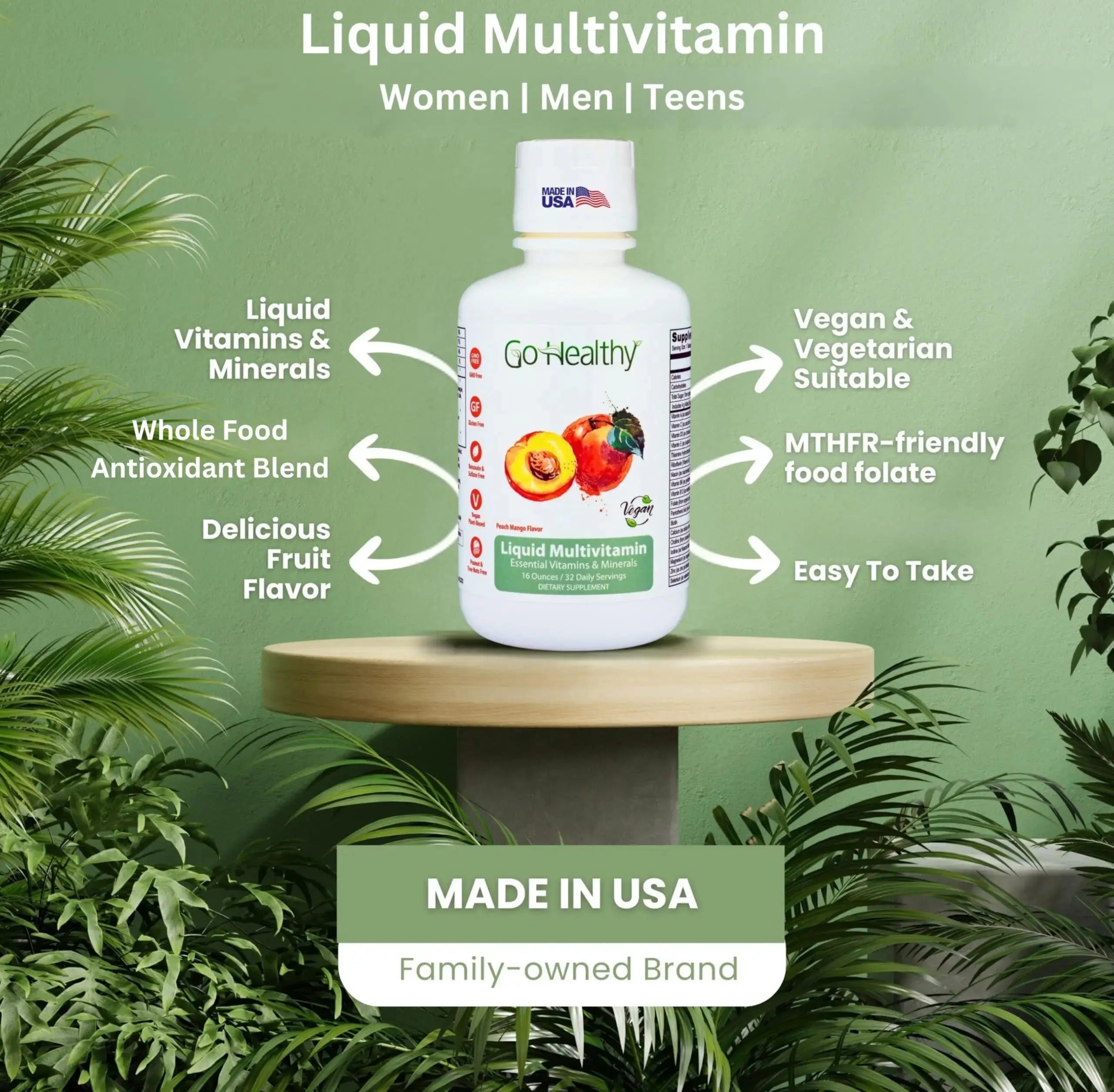 Go Healthy Liquid Vitamins for Women, Men, Teens | Vegan Vitamin & Mineral | High Absorption | Premium Liquid Multivitamin | Go Healthy Natural Au supplements