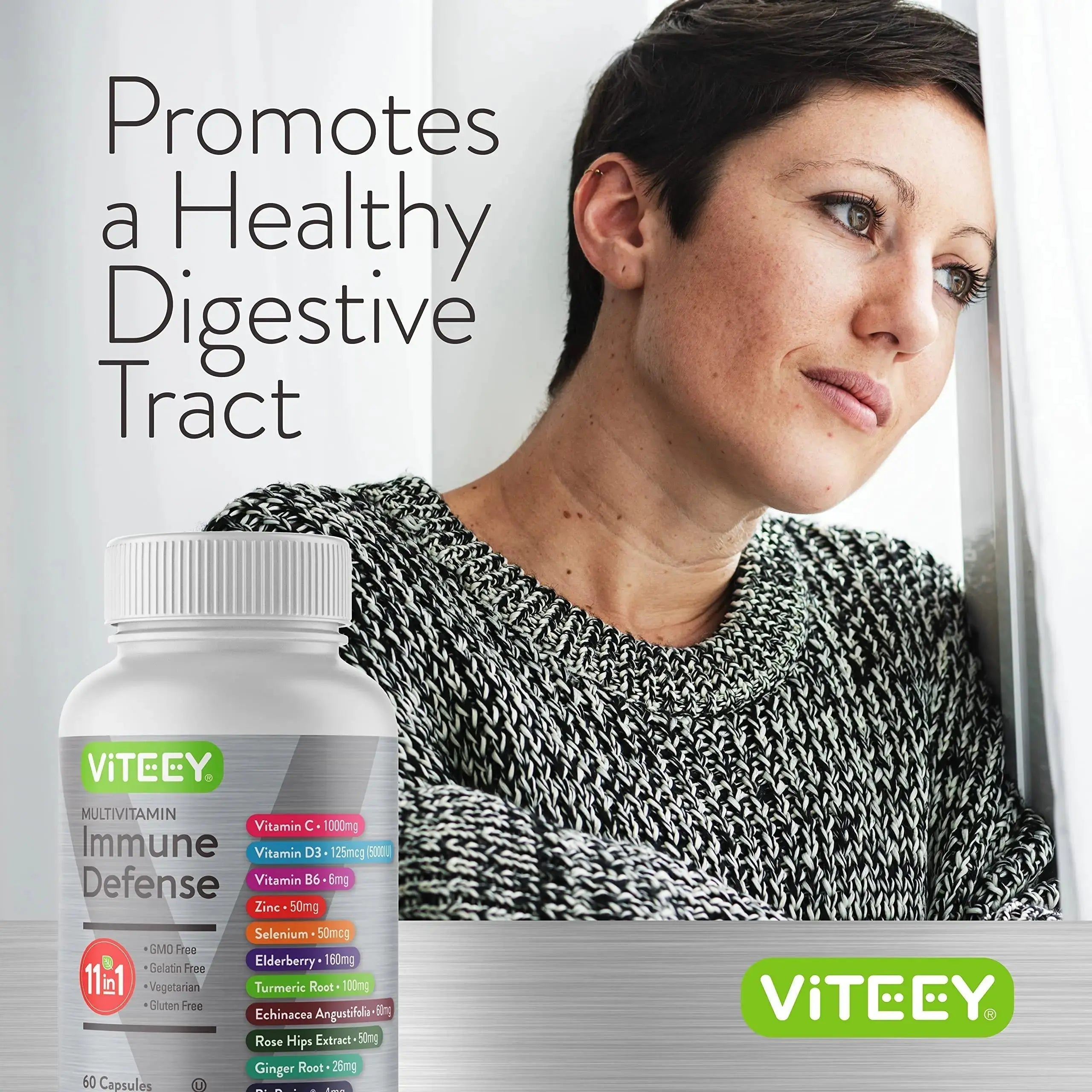 VITEEY 11 in 1 Immune Support Supplement - Immune Defense with Vitamin D3, B6, Echinacea, Turmeric, Rose-HIPS, Selenium Viteey Au supplements