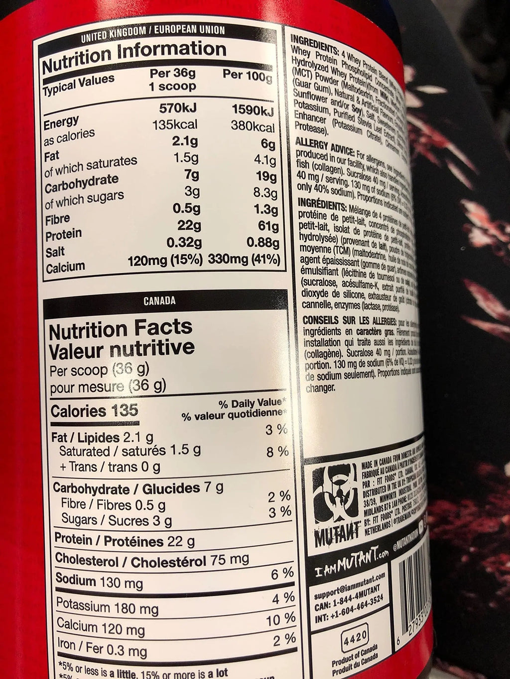 Mutant Whey – 100% Whey Protein Powder, Gourmet Taste, 22g of Protein, 10.4 g EAAs, 5 g BCAAs Mutant Au supplements