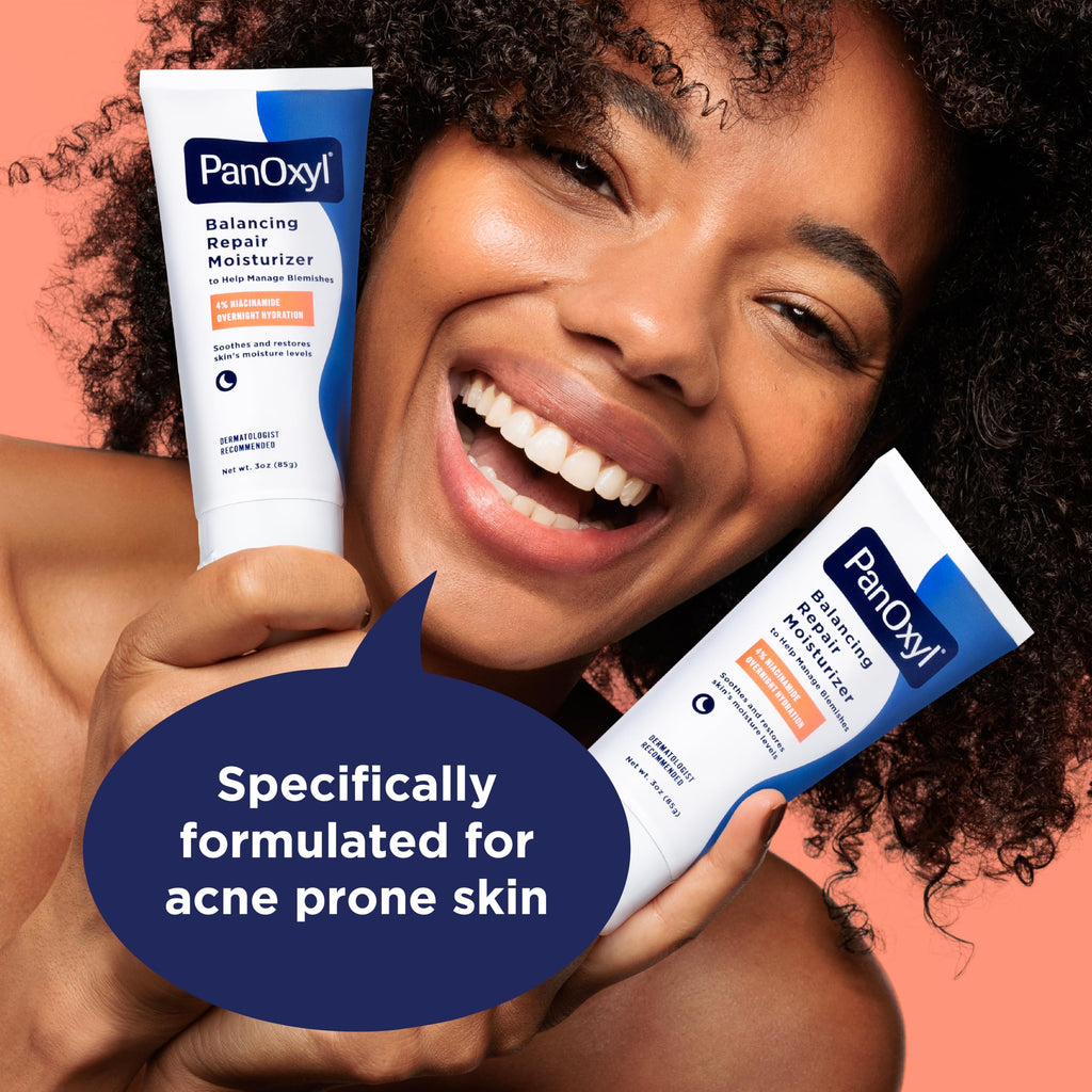PanOxyl PM Balancing Repair Moisturizer with Niacinamide, Ceramides and Cica, Hydrating Face Moisturizer