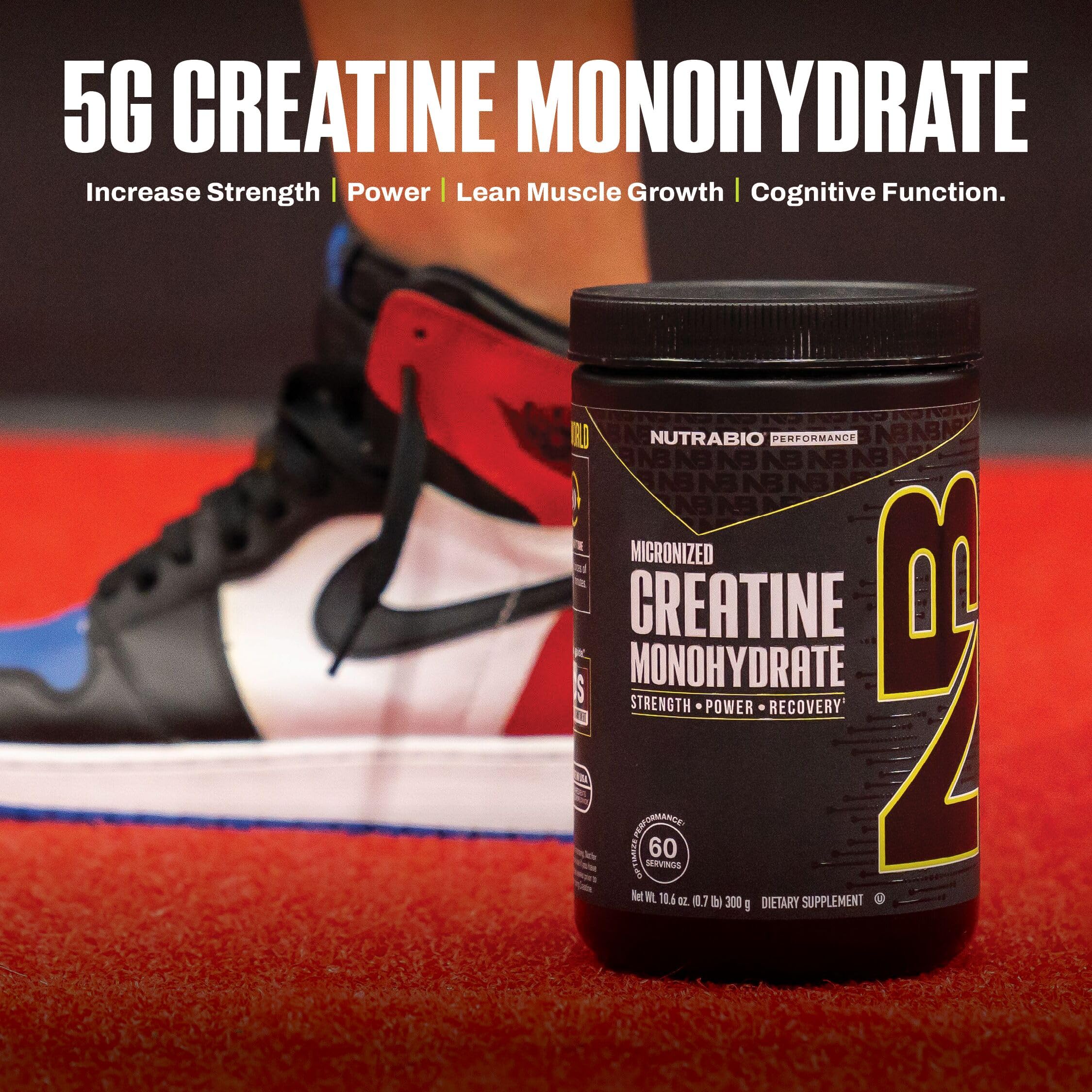 NutraBio Pure Micronized Creatine Monohydrate Powder Supplement, Unflavored, (300 g) - Supports Bulk Muscle Energy, Recovery, and Strength - HPLC Tested Creatine