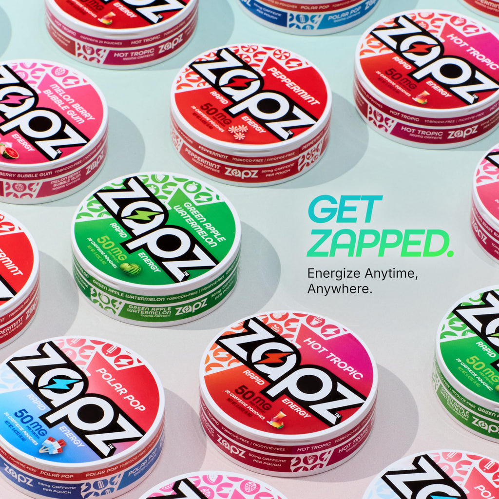 ZAPZ Caffeine Pouches, Hot Tropic, 5 Cans x 20 Count, Energy Pouches with 50mg Caffeine, Nootropic Focus Support, Niacin, L-Theanine, L-Tyrosine, Sugar Free, No Coffee Grinds ZAPZ Au supplements