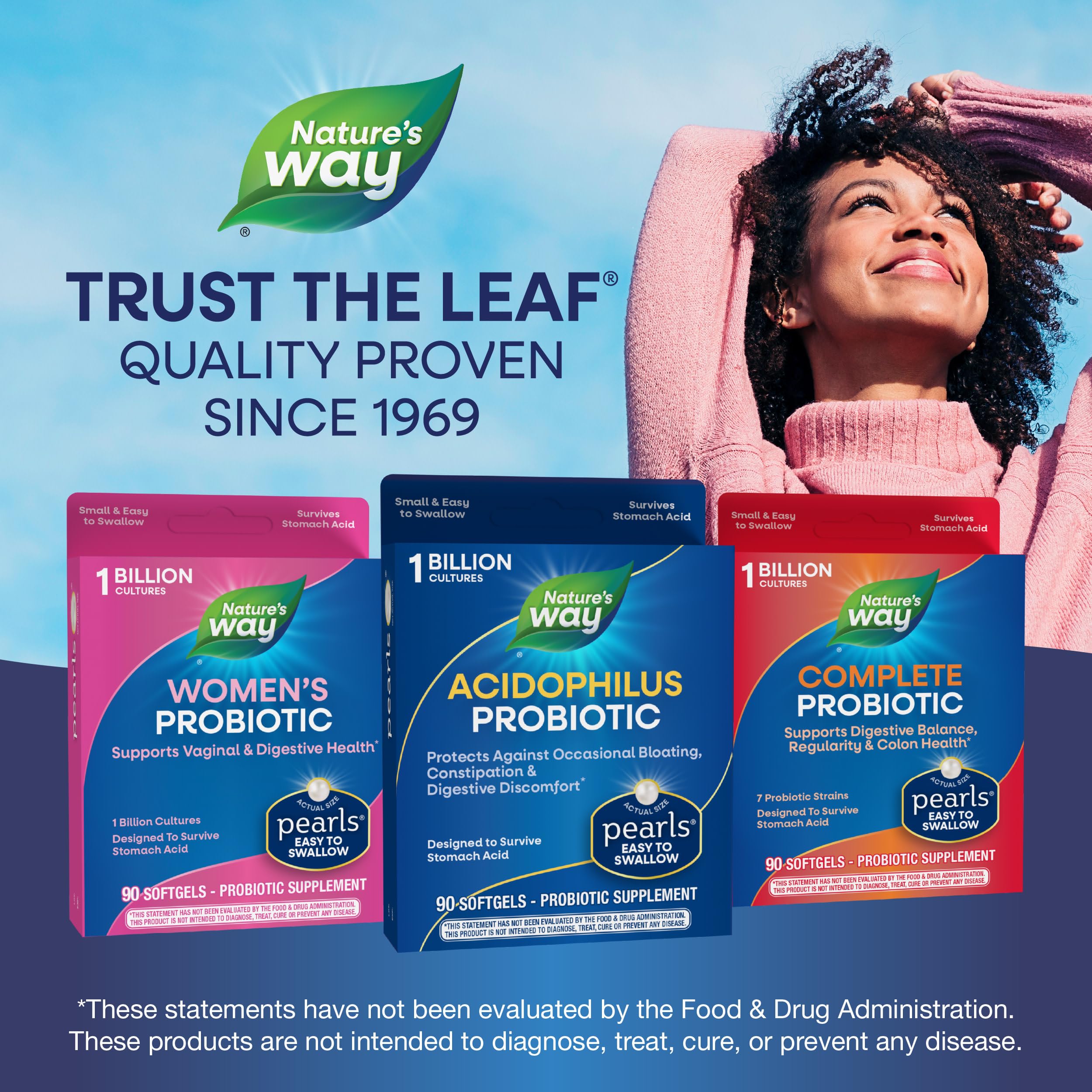 Probiotic Pearls Acidophilus Once Daily Probiotic Supplement, 1 Billion Live Cultures, Survives Stomach Acid, No Refrigeration, 90 Softgels Nature's Way Au supplements