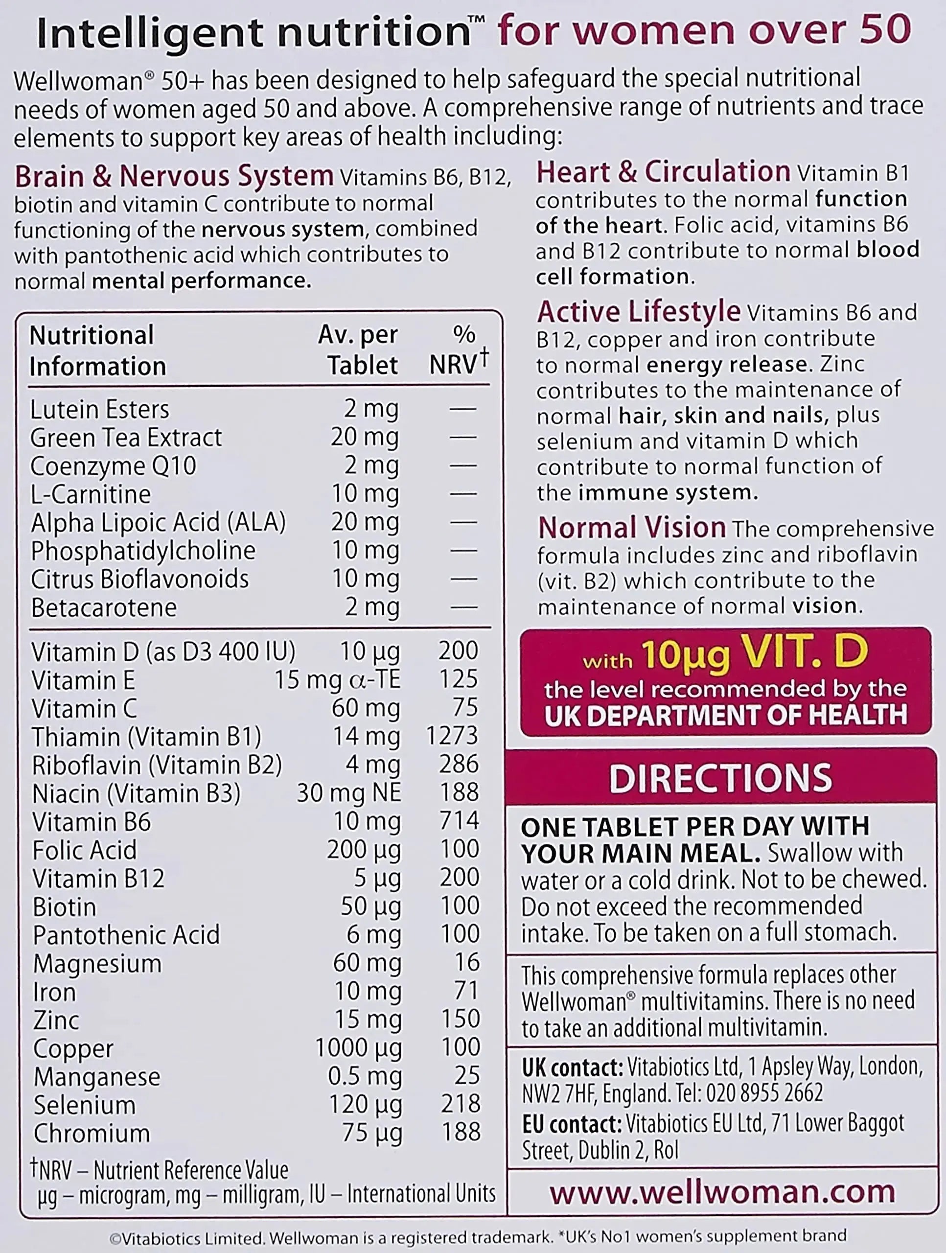 Wellwoman Vitabiotics 50+ 30 Tablets Wellwoman Au supplements