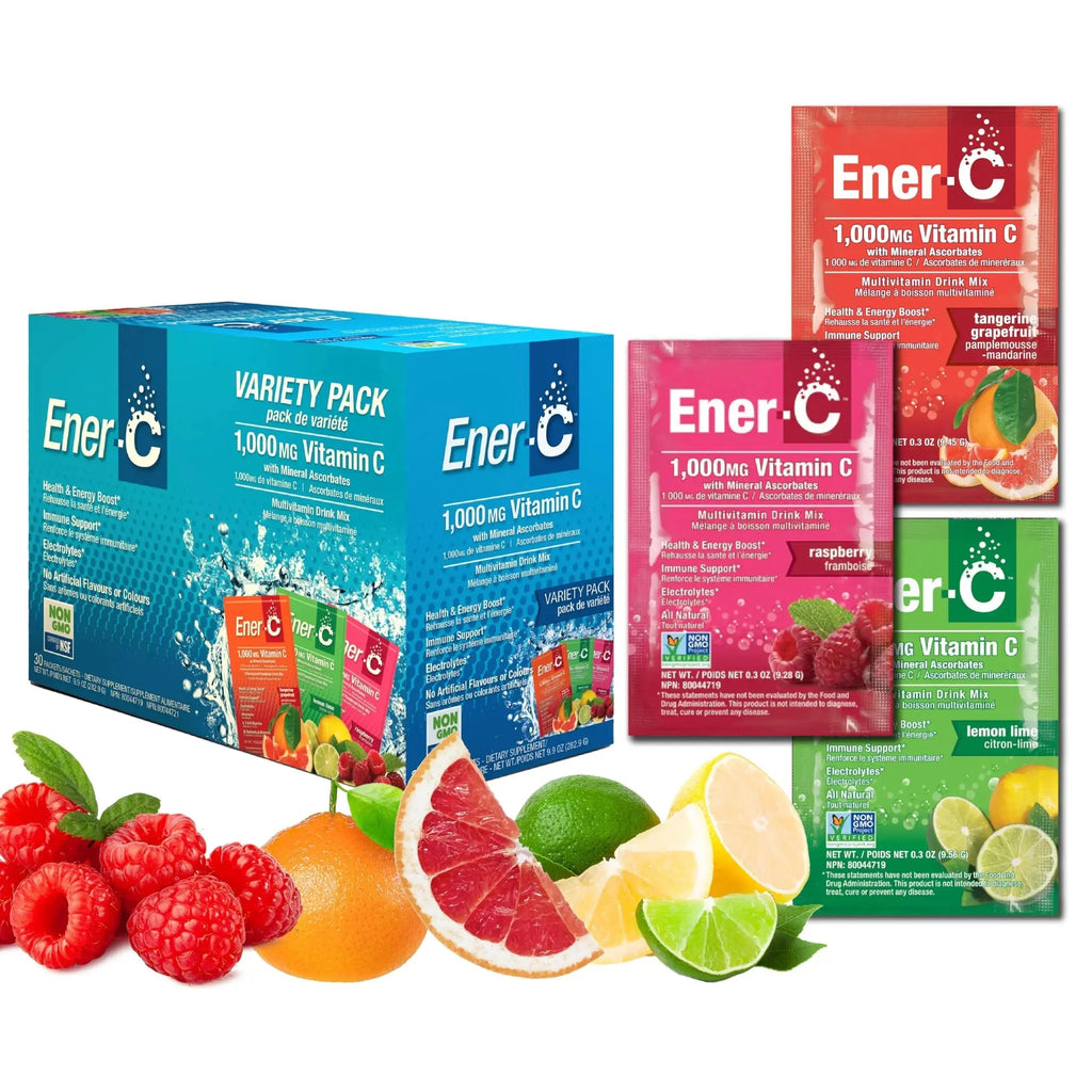 Ener-C Variety Pack Multivitamin Drink Mix Powder Vitamin C 1000mg & Electrolytes with Real Fruit Juice Natural Energy & Immune Support for Women & Men Ener-C Au supplements