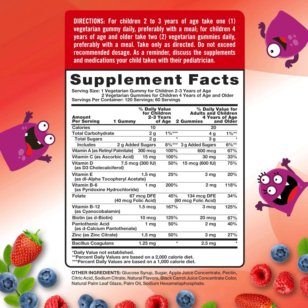 Nature's Truth Kids Multivitamin Gummies with Probiotics | 120 Count | Berry Punch Flavor | Vegetarian, Non-GMO & Gluten Free Supplement Nature's Truth Au supplements