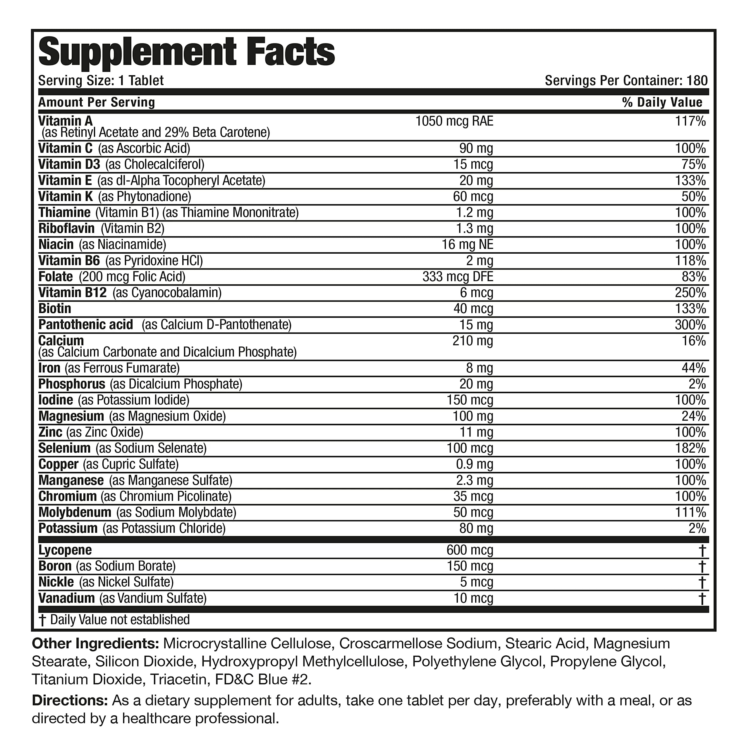 Bronson ONE Daily Men’s Complete Multivitamin Multimineral Once-Daily Multi for Active Men, 180 Tablets Bronson Au supplements